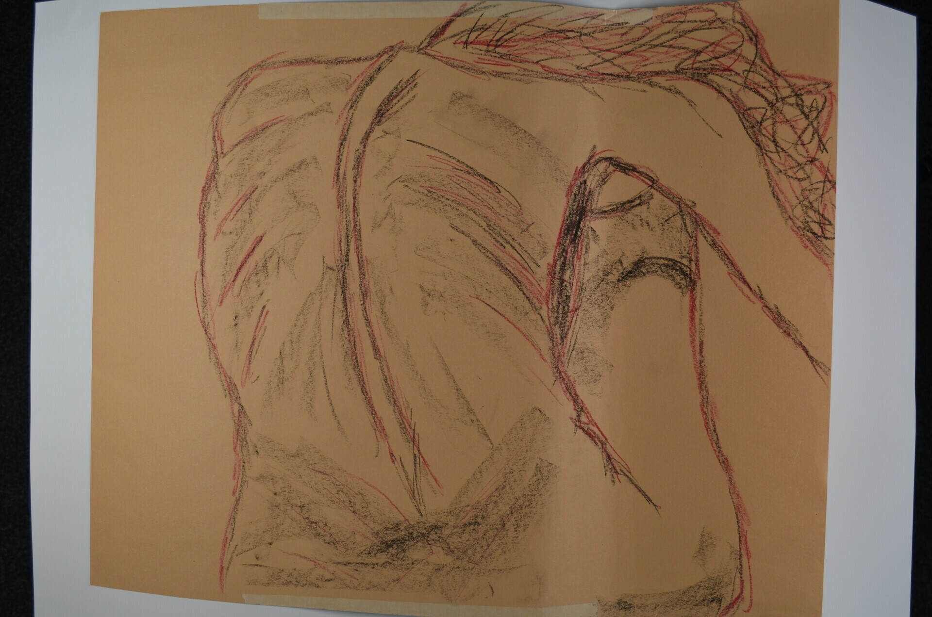 Jordan Griffiths Charcoal & Red Pastel Drawing