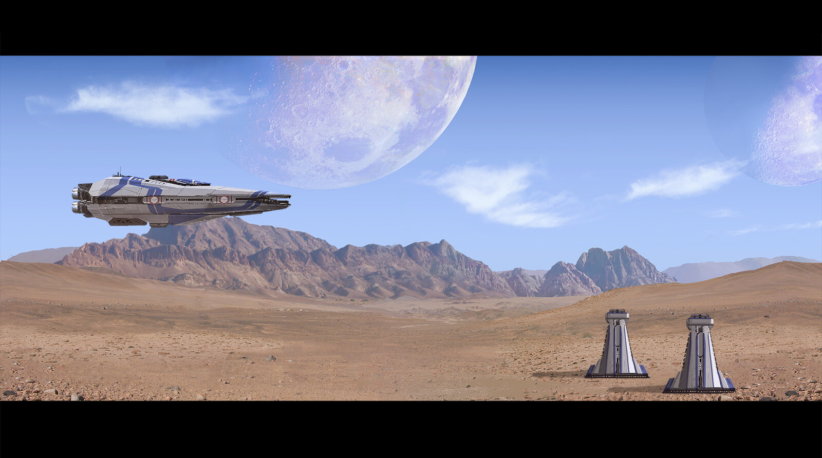 Keyframes made to show how the matte painting will look like in game
