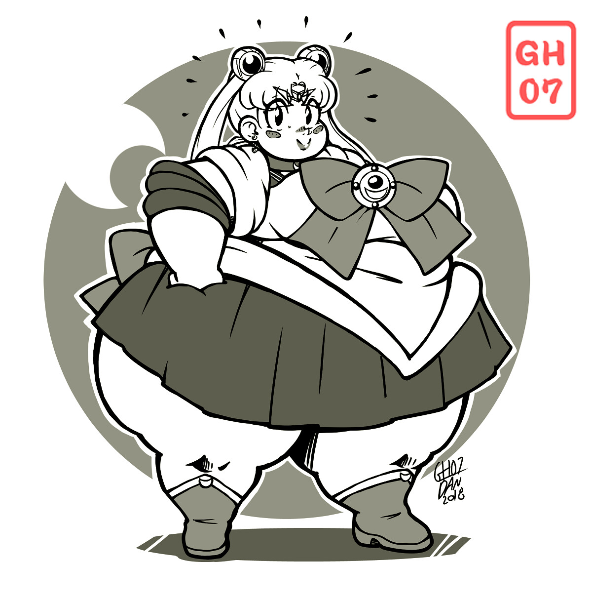 Artstation Chunky Sailor Moon Black White Dan Black