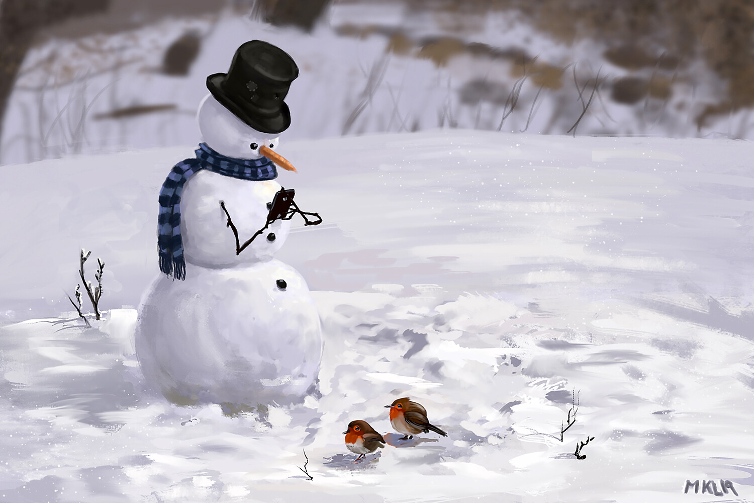 Christmas card : millenial snowman