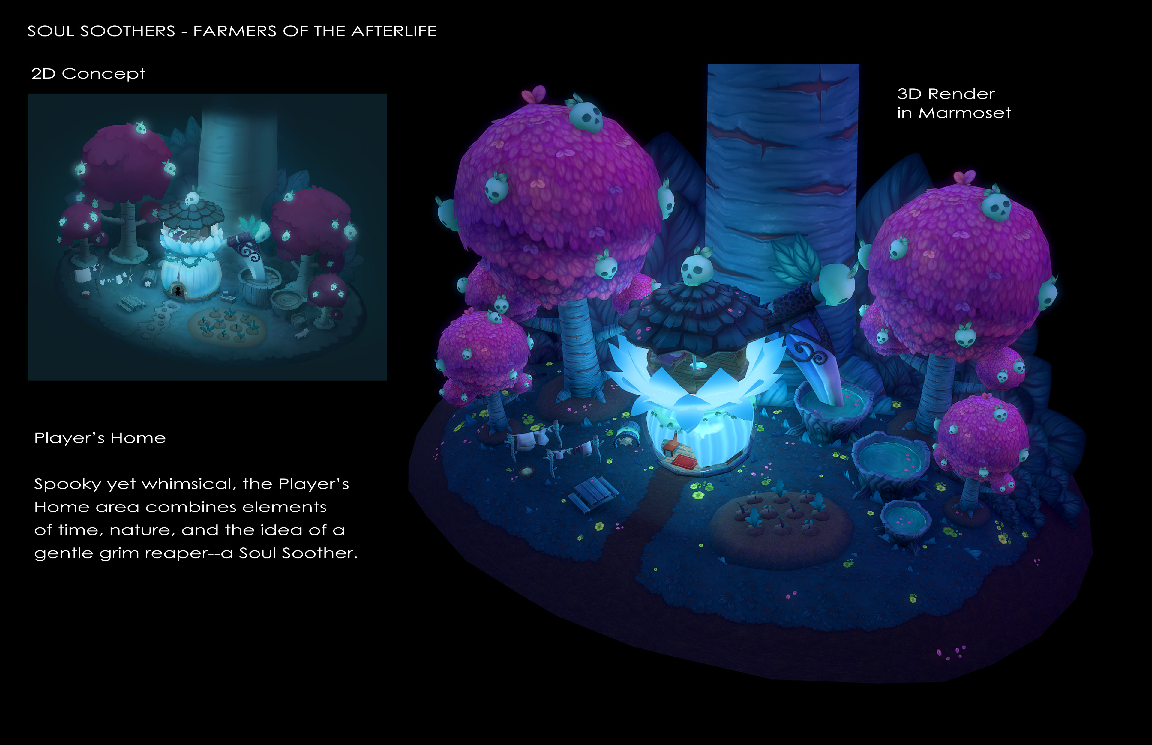 3D environment of the player's home, based on my own 2D concept.