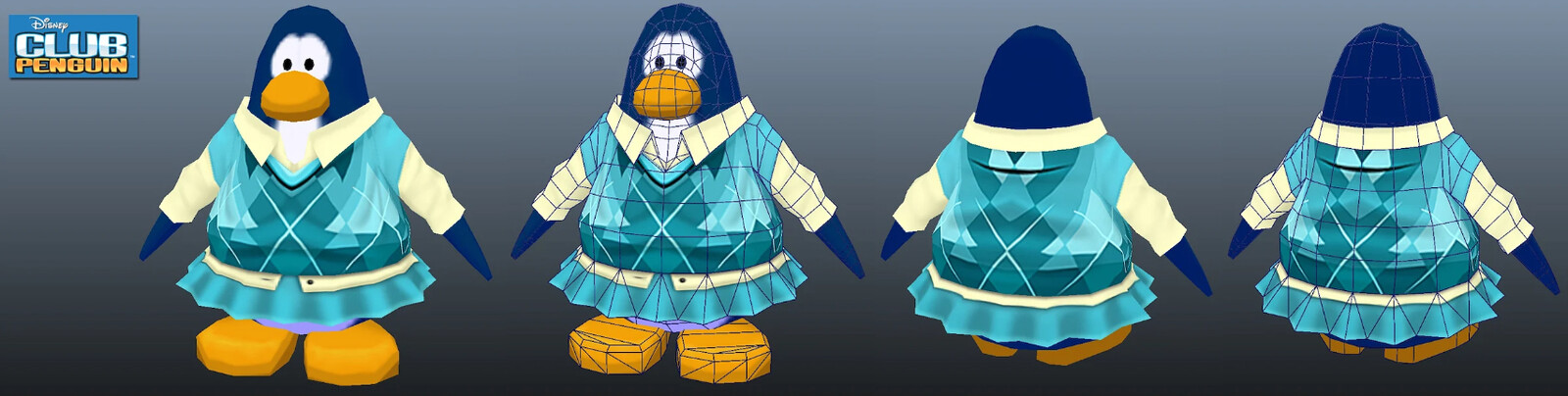 One of the costumes that I modeled and textured for Disney's Club Penguin. (Penguin model created by another artist)