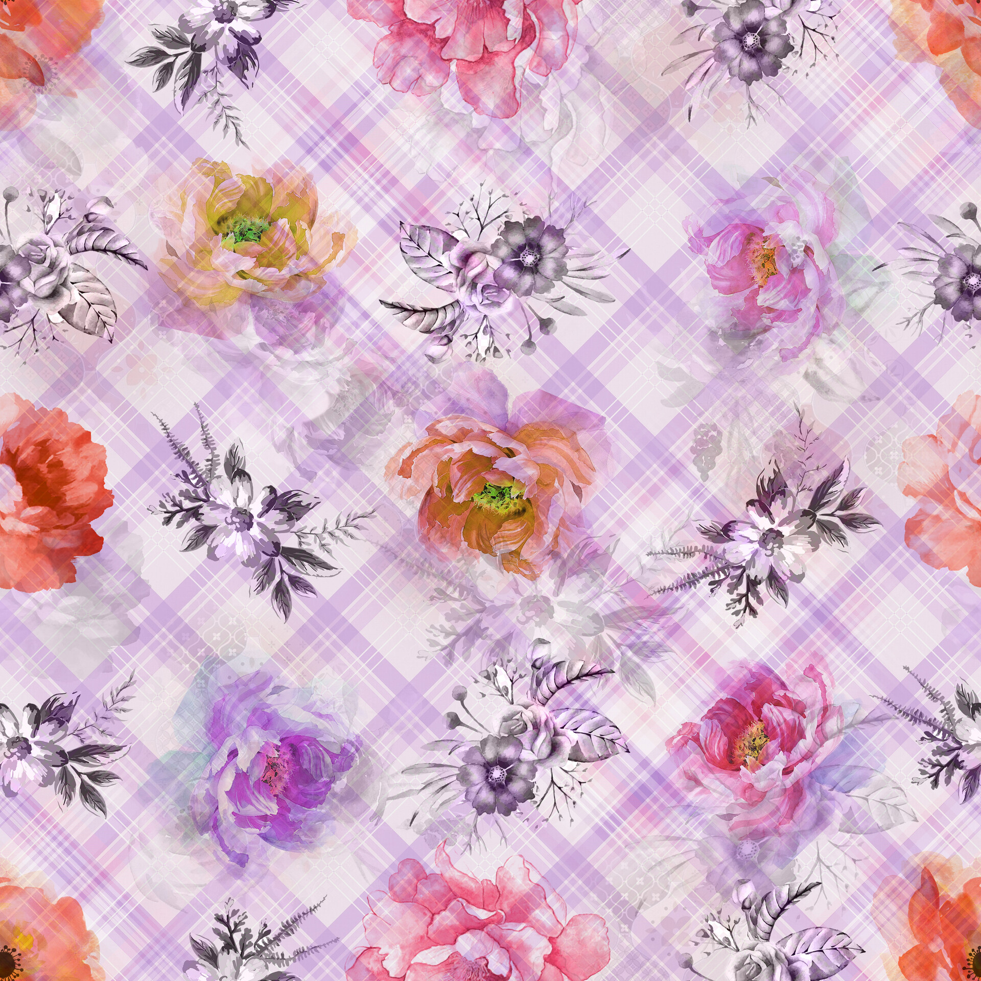 Artstation Vintage Seamless Watercolor Pattern Of Plants Herbs