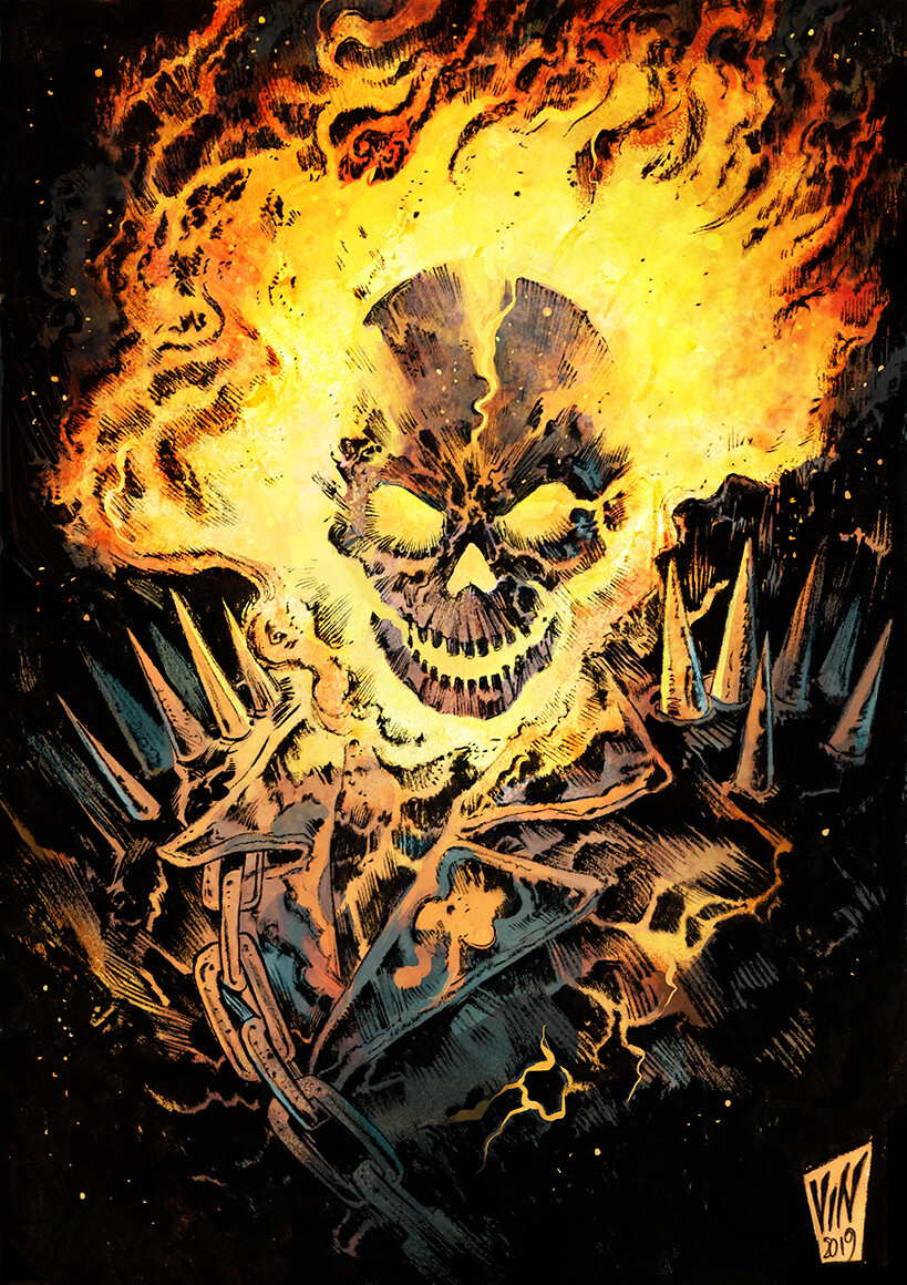 La Légende de Dudleytown [Ghost Rider + Johnny Storm/Human Torch] Vincenzo-riccardi-ghost-rider-col