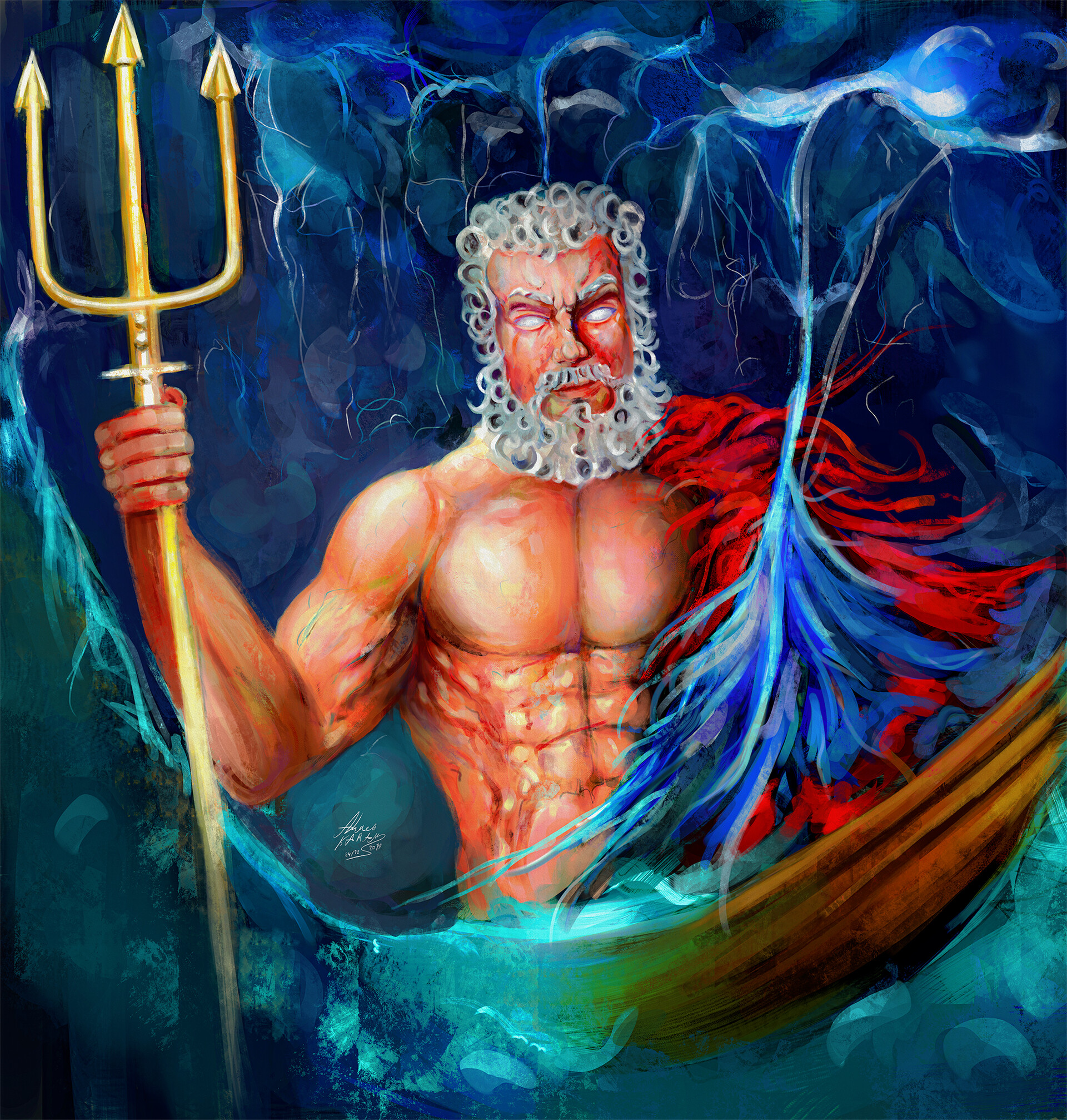 Premium AI Image | Greek god Poseidon portrait