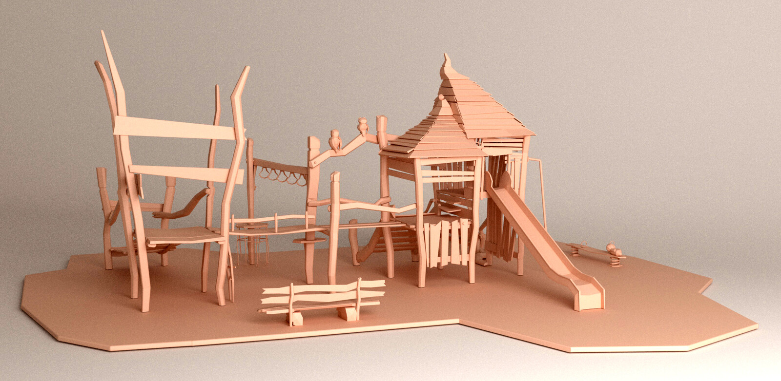 3D model, full scene, back-left view