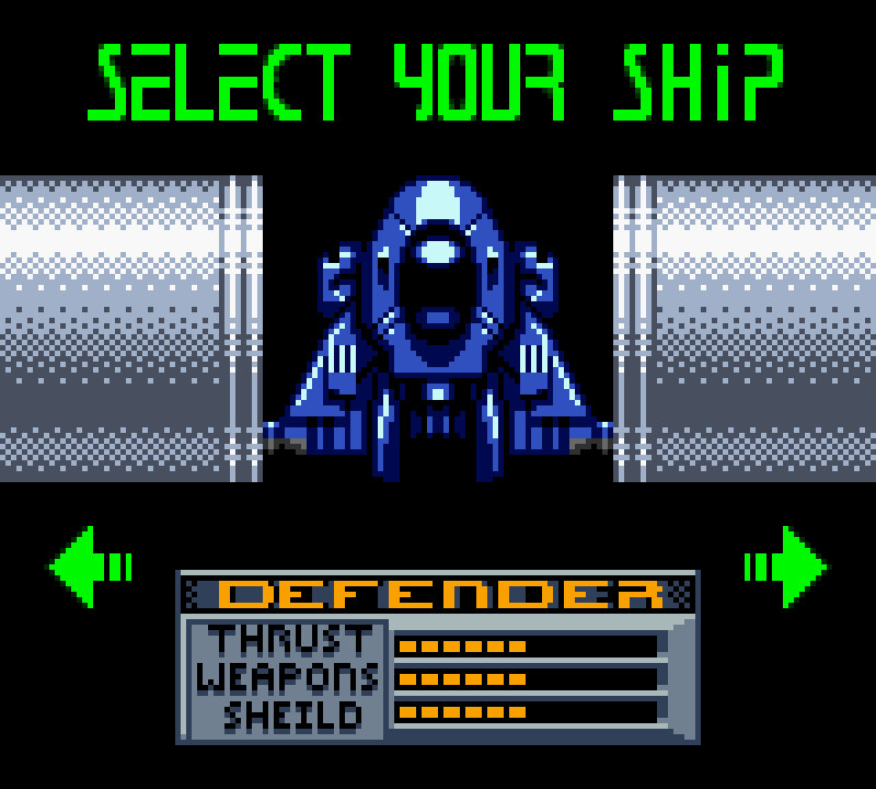 Ship selection screen