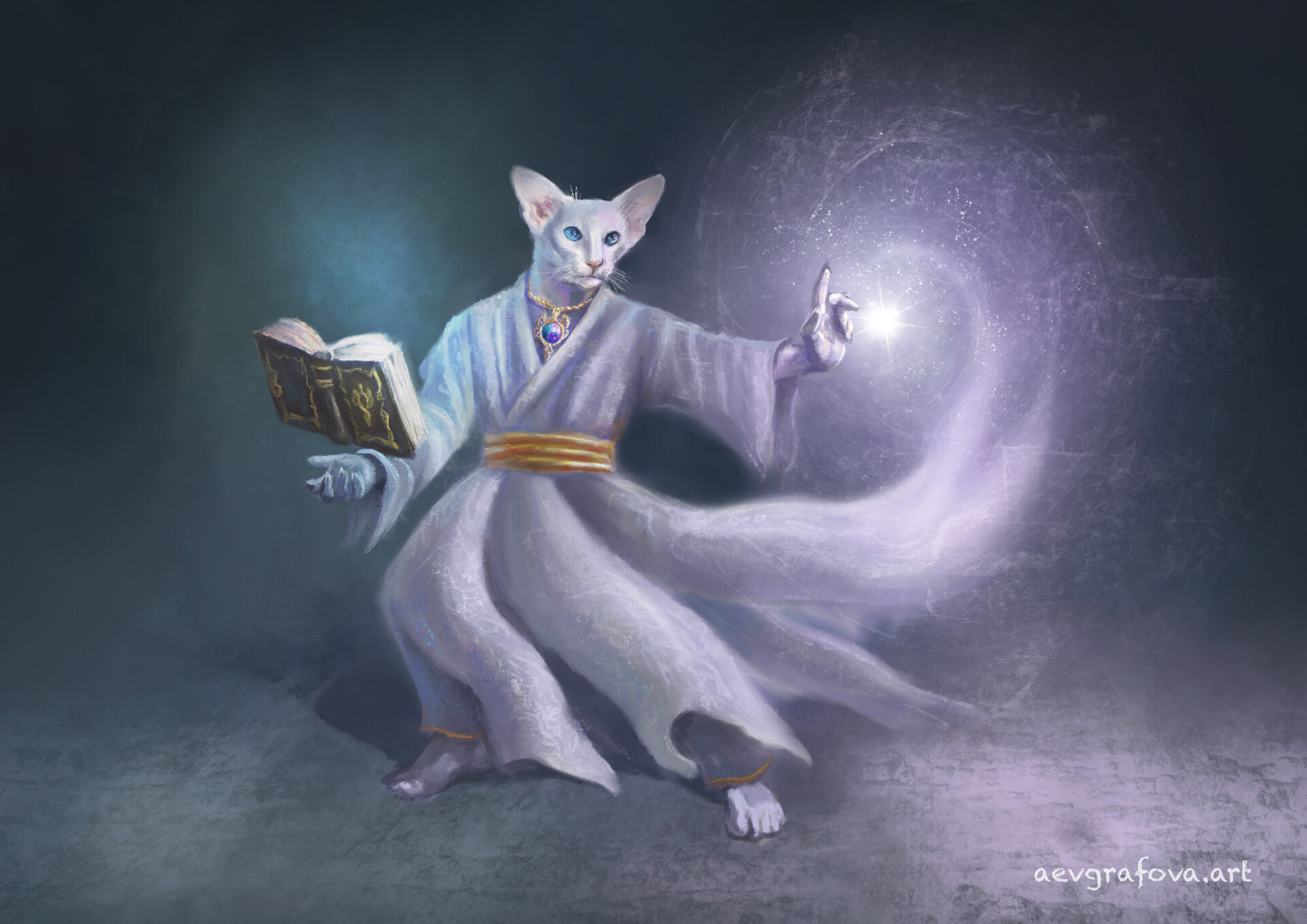 Artstation White Magic Cat