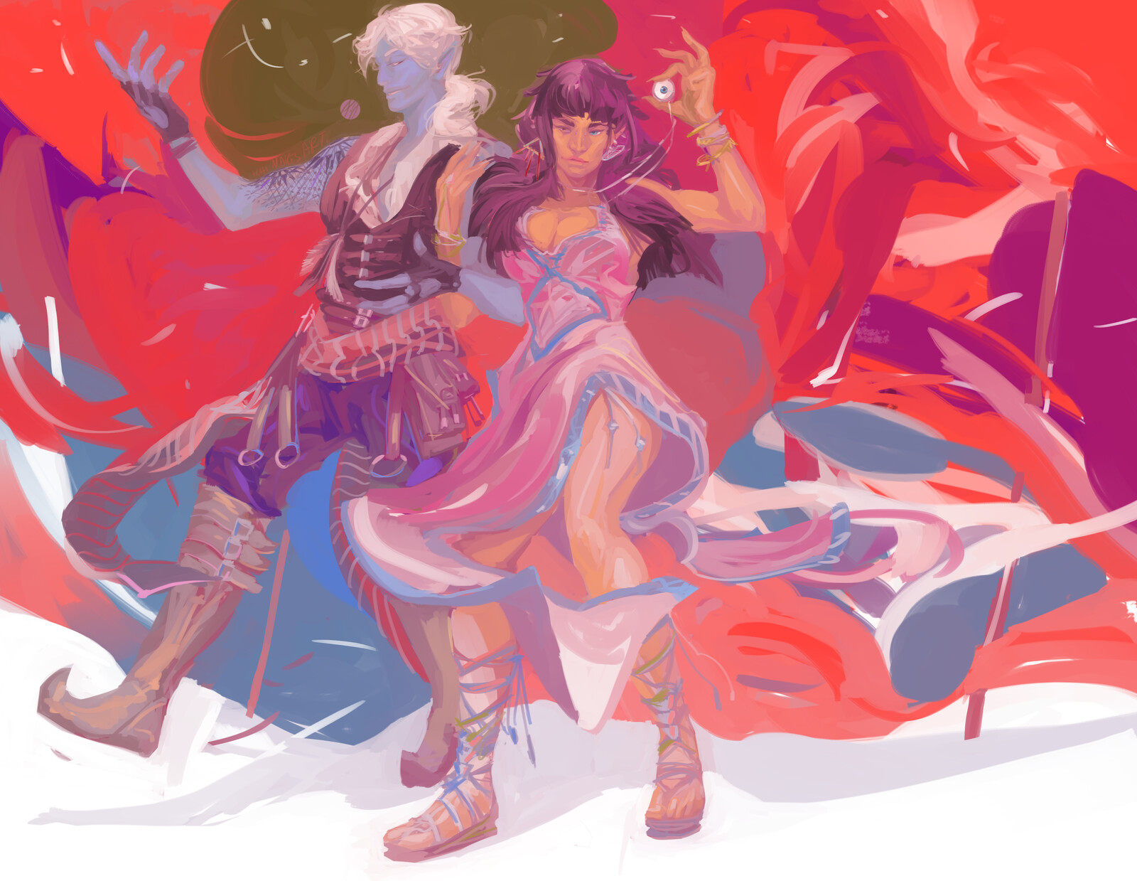 Nine - genasi Rouge of whispering-jabberwocky.tumblr.com

Tanit - three eyed Cleric of  sayonaramidnight.tumblr.com

Dm’ed by raceofhearts.tumbrl.com