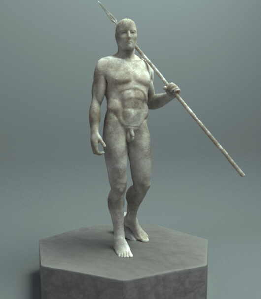 Doryphoros (anatomy study). Modeled in ZBrush and 3DS Max, rendered in 3DS Max/VRay