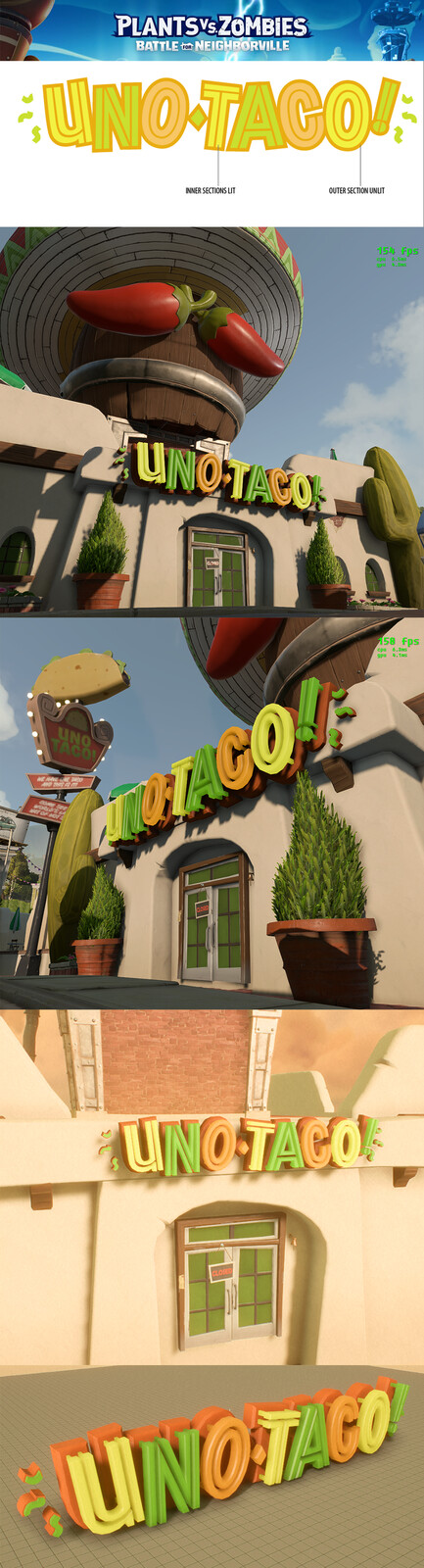 Uno Taco sign modelling and texturing