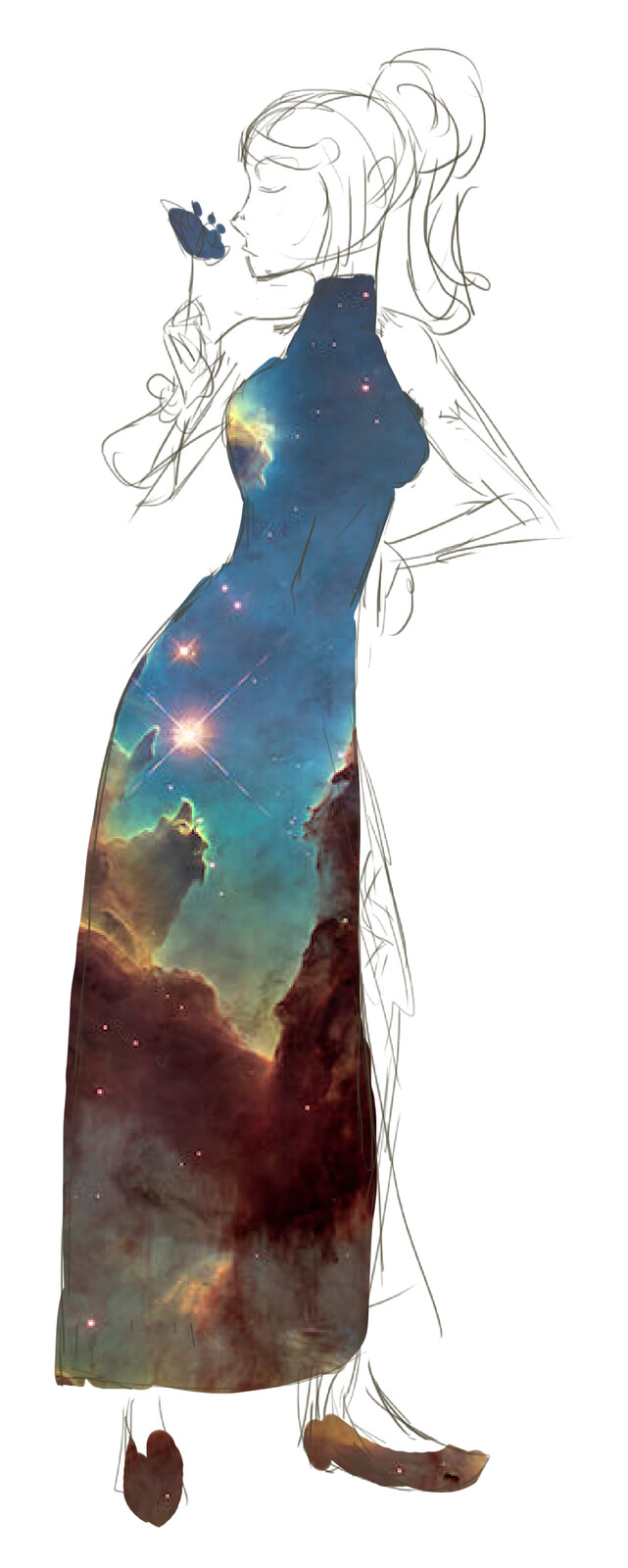 Very fast and dirty galaxy dress concept. Took photo offa google images.