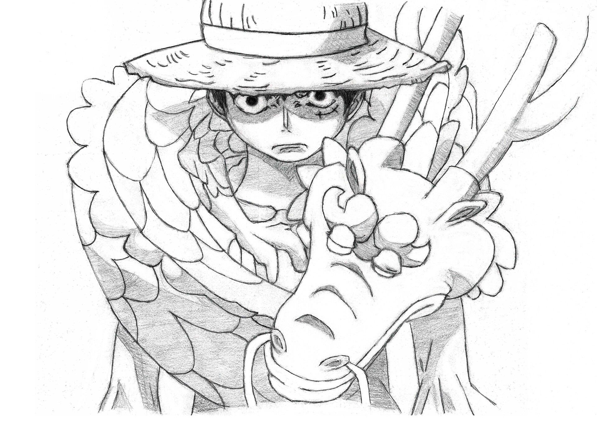Kienuwa Omokaro One Piece Monkey D Luffy Drawing