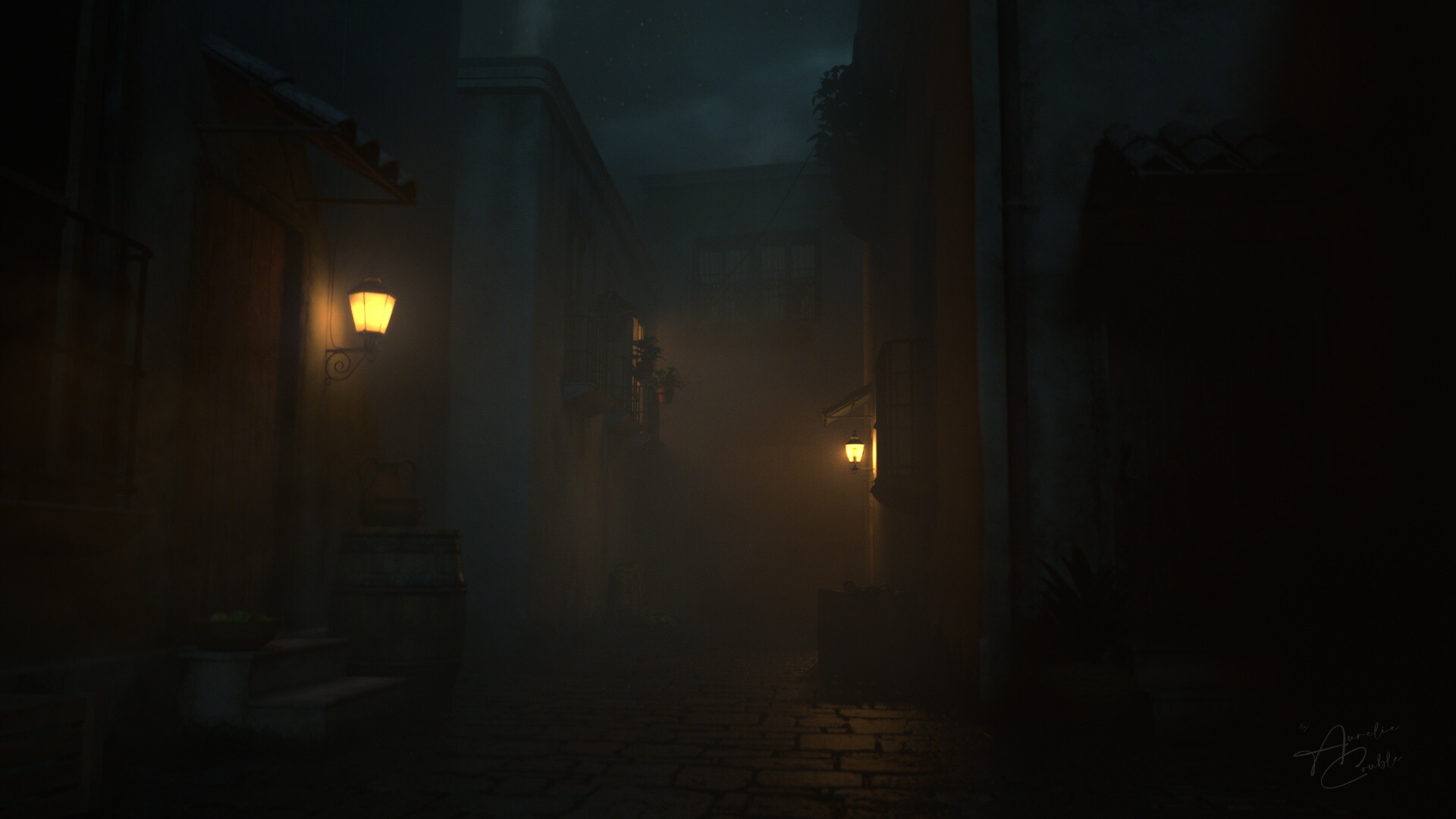 ArtStation - Spooky Dark Alley Environment || Personal Practice of ...