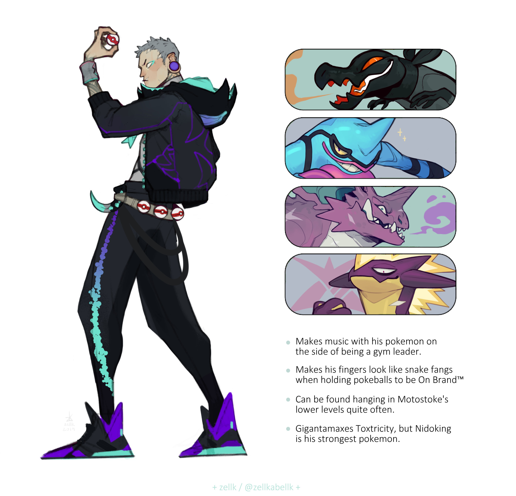 Artstation Pkmn Sword Shield Gym Leader Fandesign Poison Zellk Cecile Jaubert