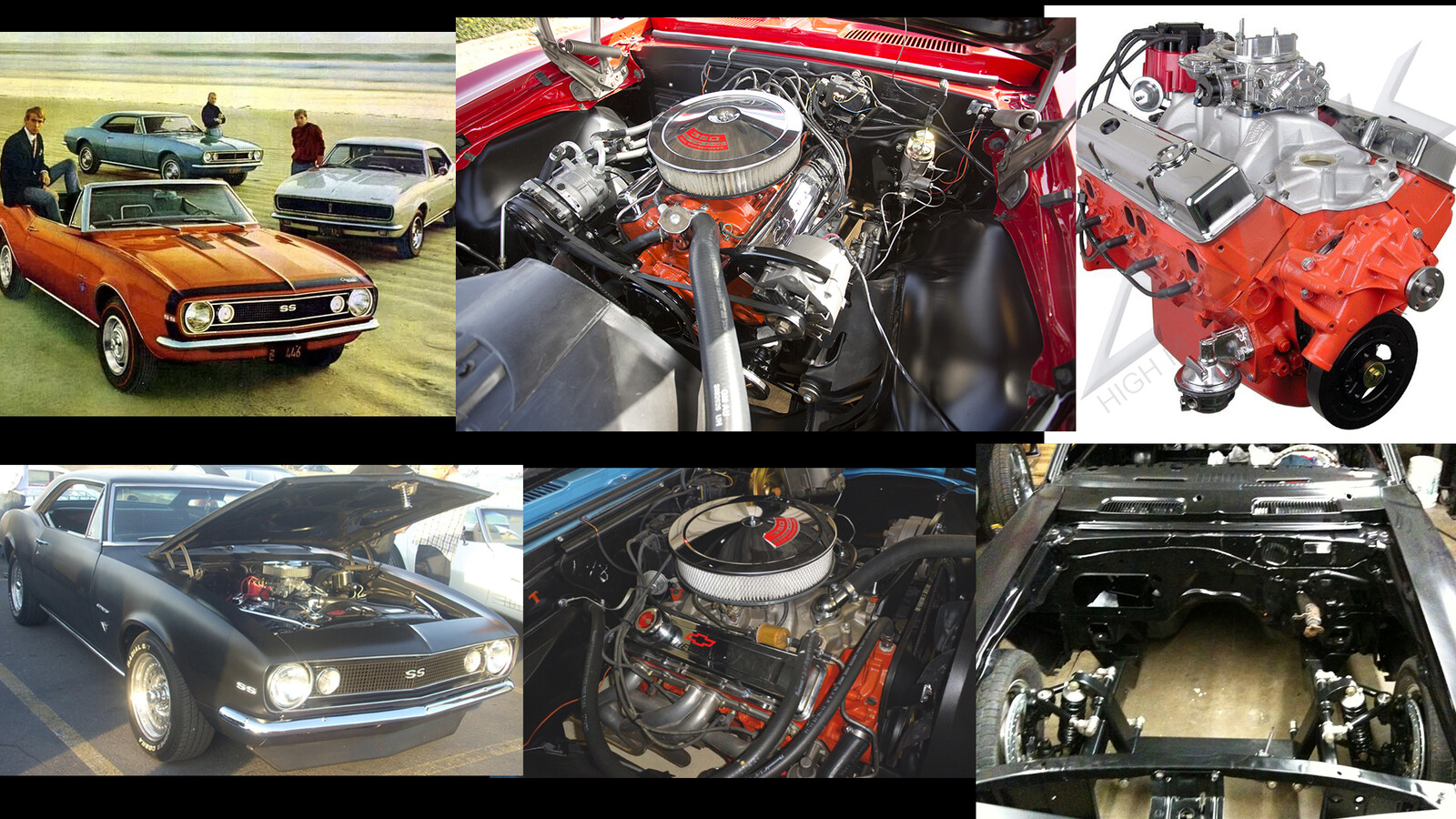 In order to gain a proper idea of what a 1967 Camaro originally looked like, I referenced it's original advertisements. I also looked at a variety of engine compartments since they are typically modified by those who own them.