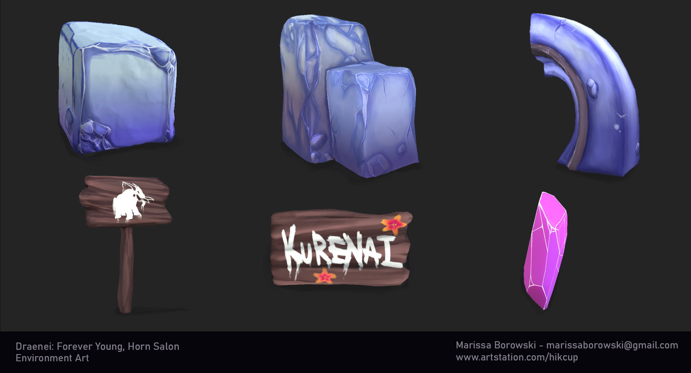 A prop sheet to show an upclose view of some of the items within the scene. 