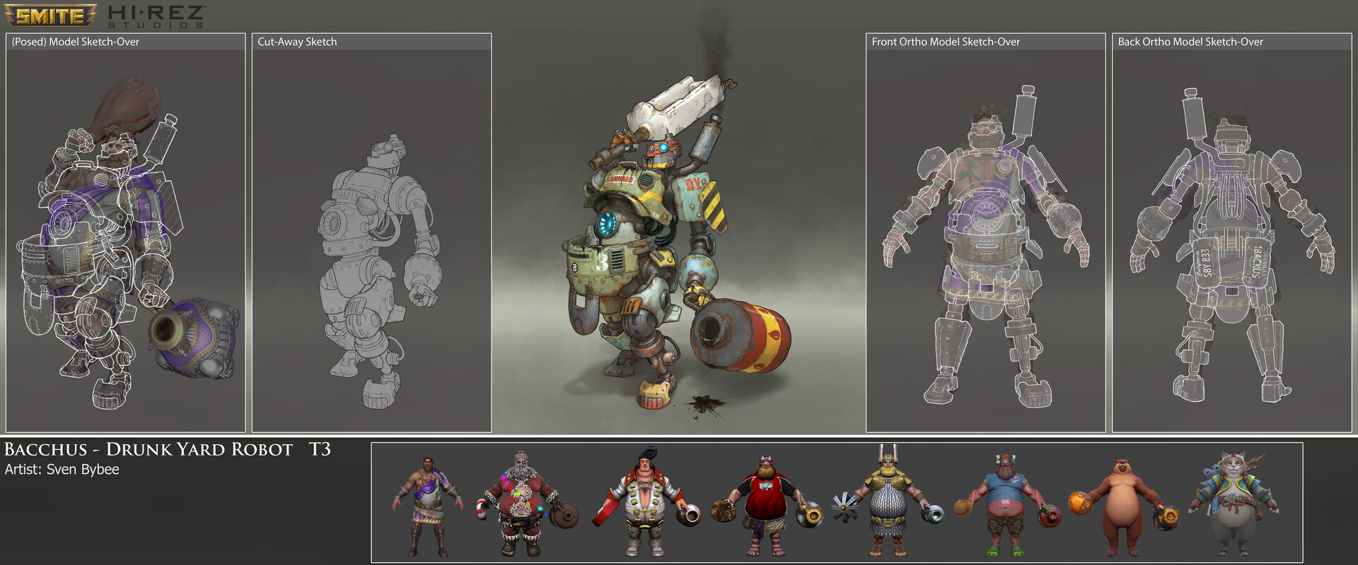 Sven Bybee Drunkyard Robot Smite Bacchus Skin