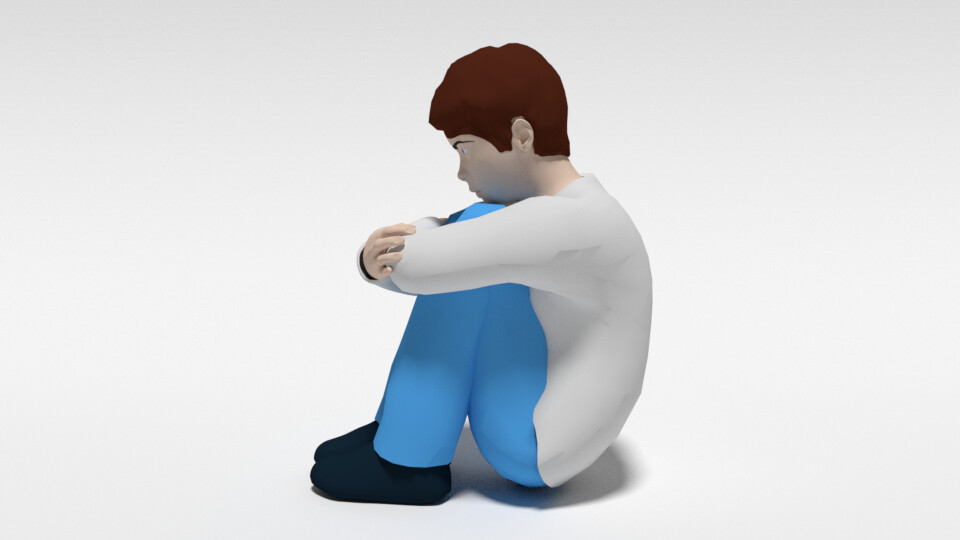 Artstation Cartoon Kid Sitting On The Floor Chroma 3d