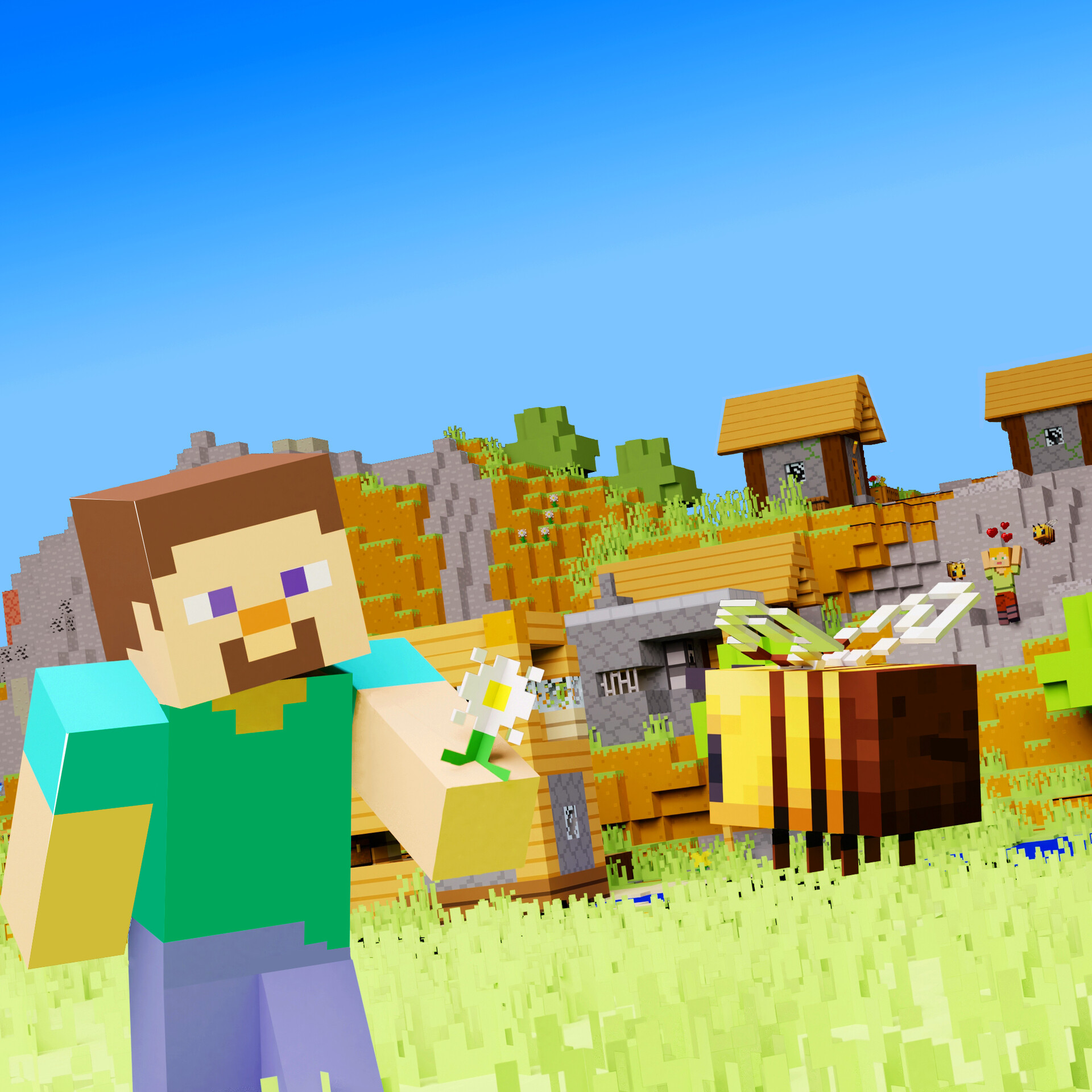 Artstation Minecraft Spring Bee Taras Aleksiienko