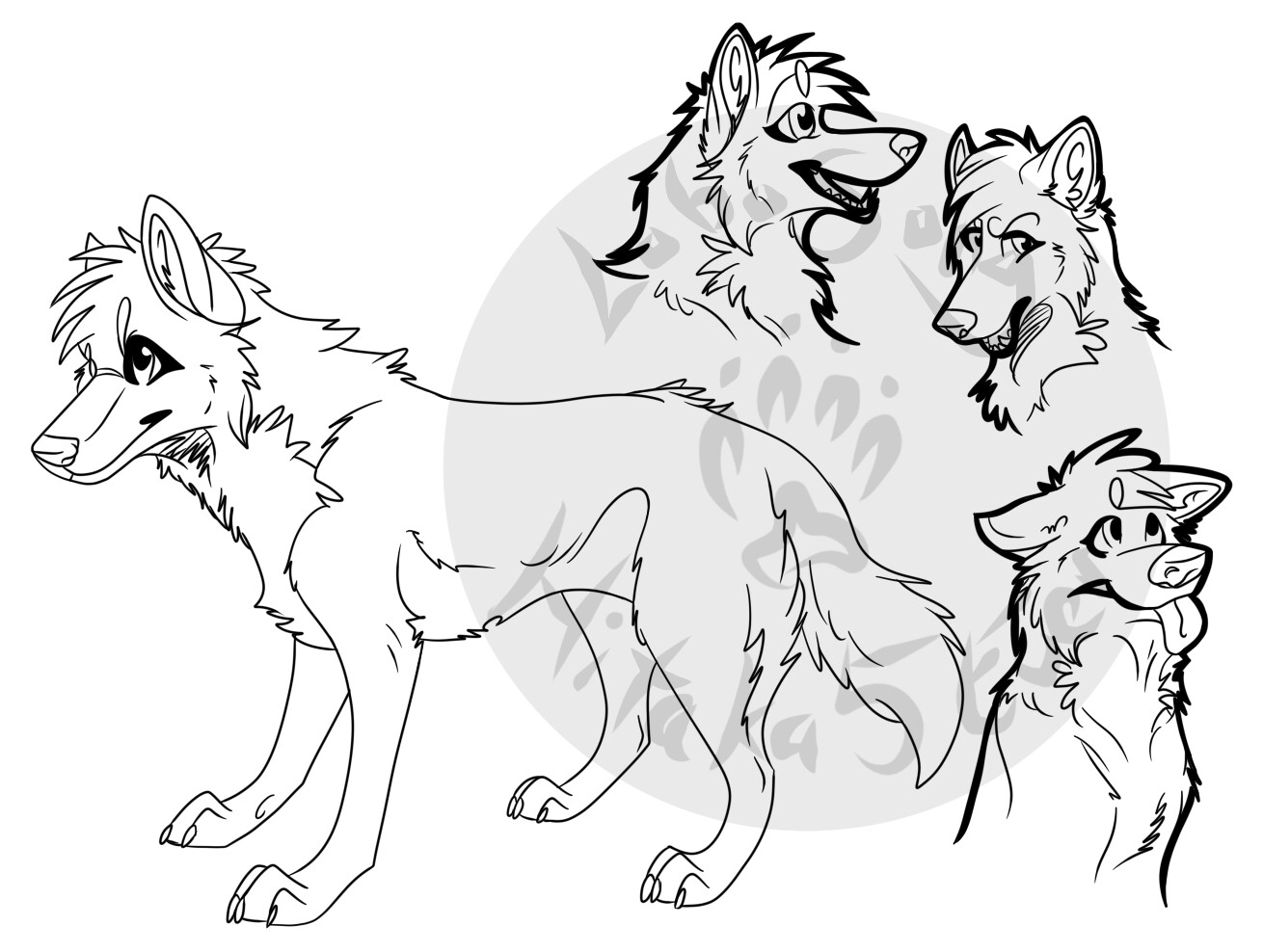 wolf lineart ms paint