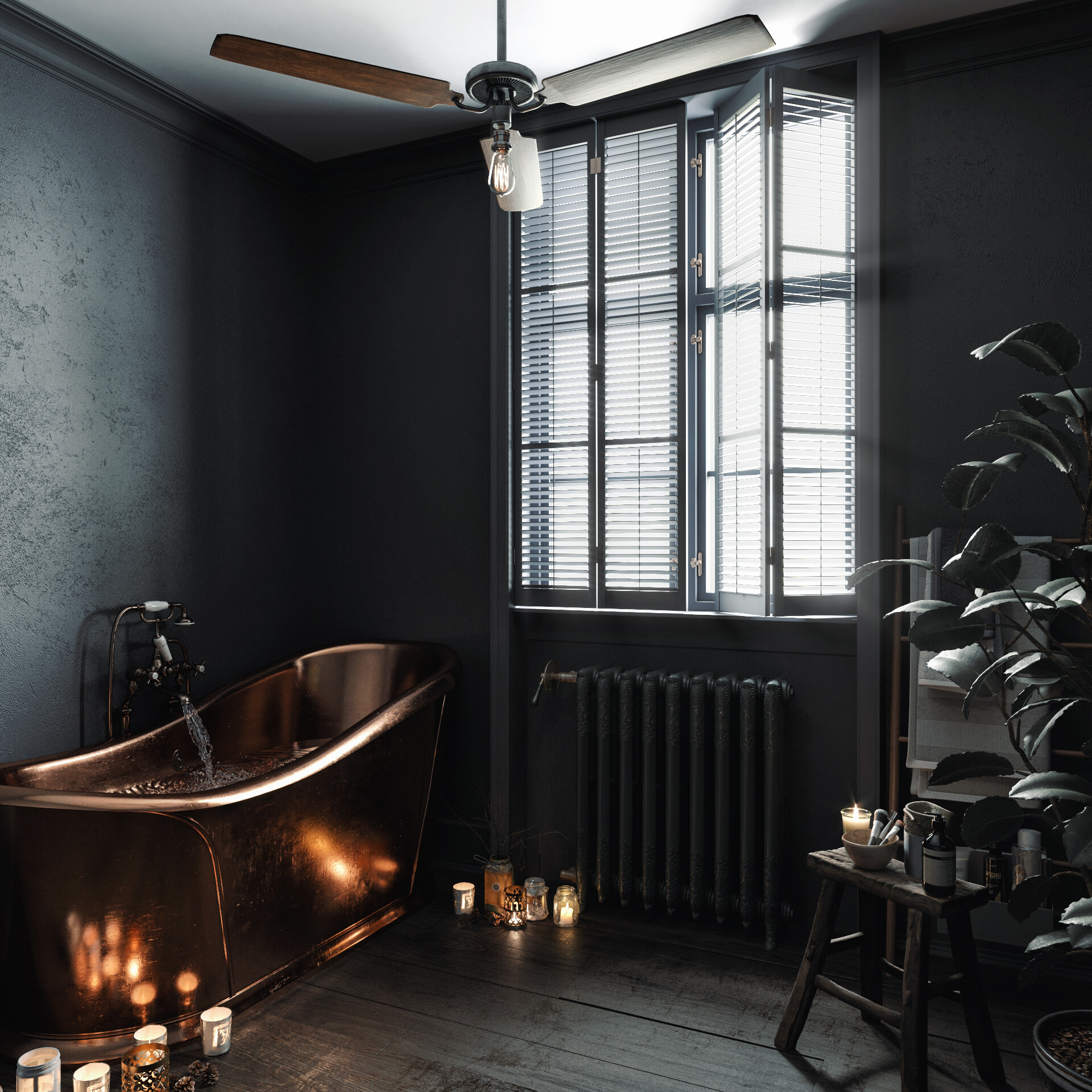 ArtStation - Dark Retro Bathroom