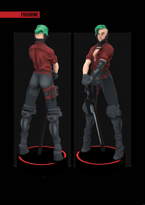 Reworked version to made the 3D printed model
For the 3D-printed version, we needed to rework all the thin parts, find a good posing to consolidate the printing and work on the plinth.
