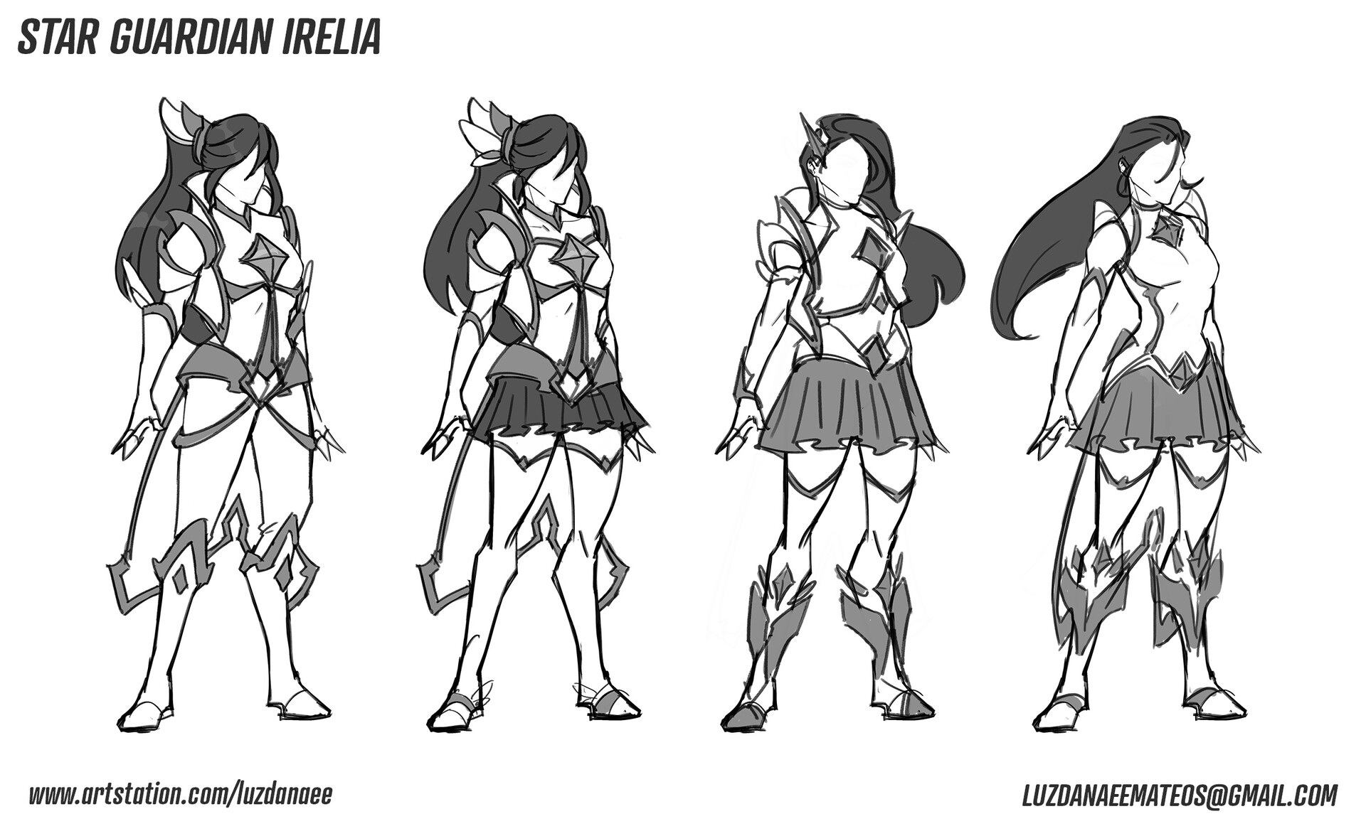 Star Guardian Irelia beginning sketch concepts