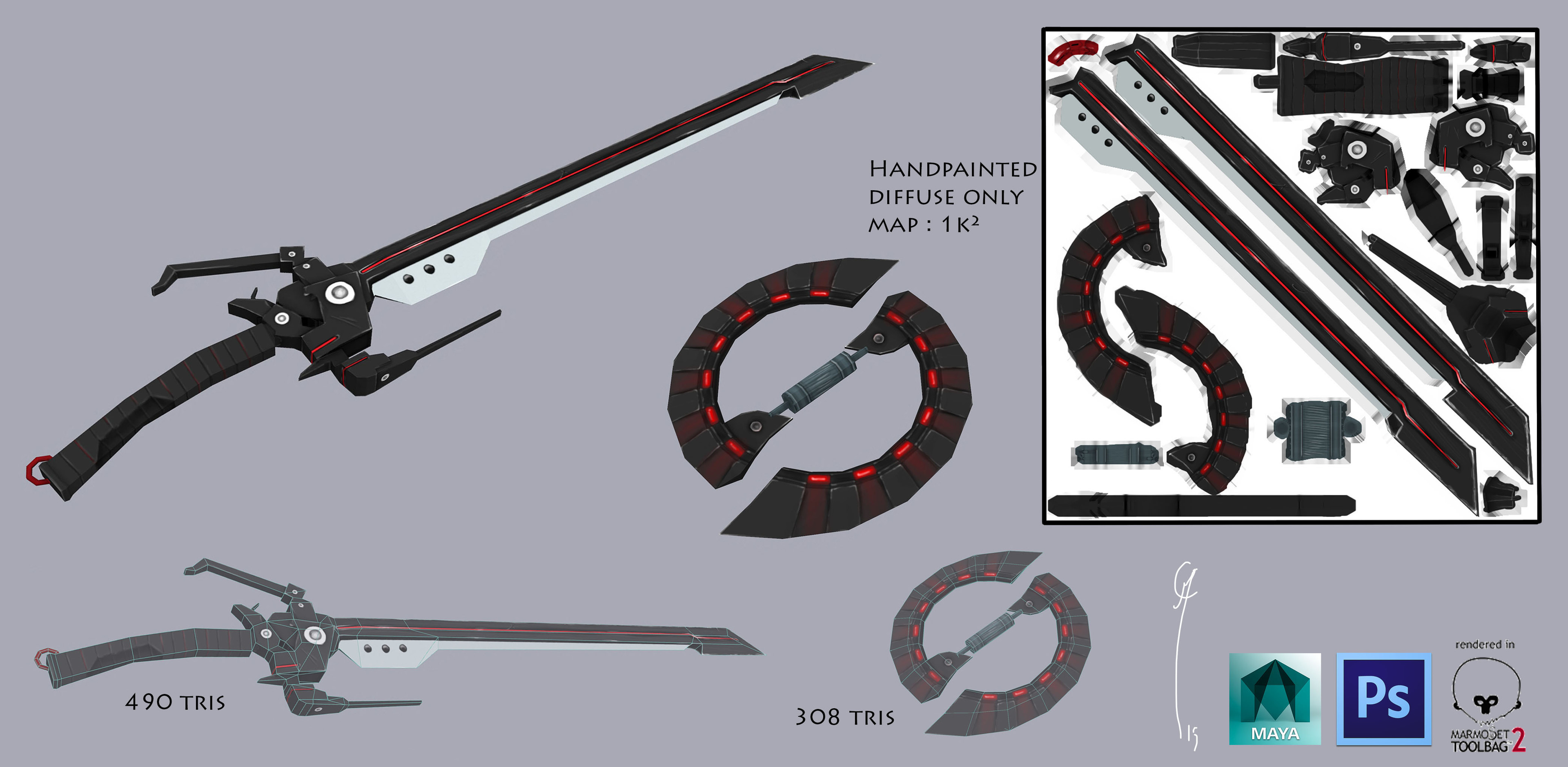 Final in-game version of the weapons. 