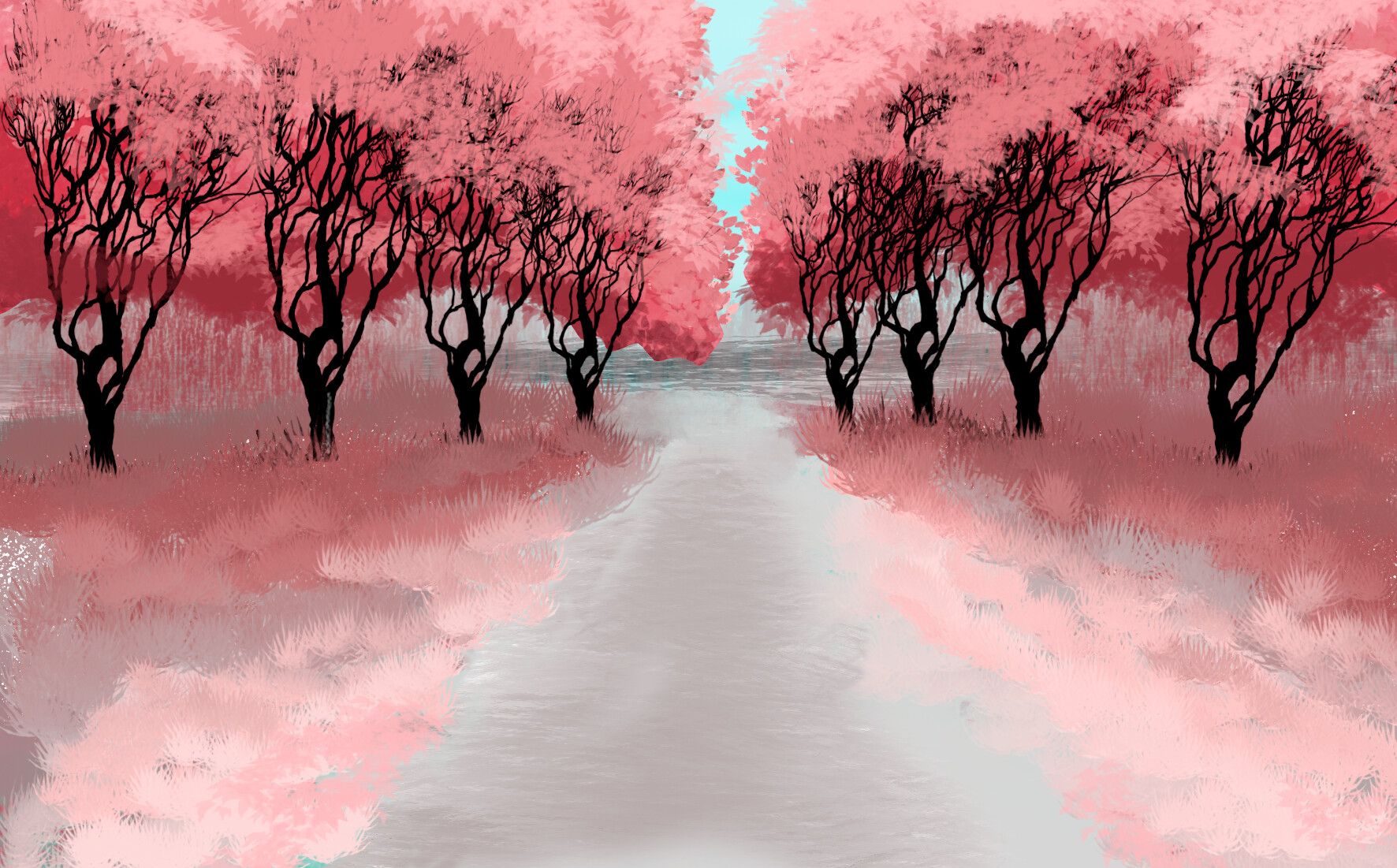 Paul Cristea A Walk Between Spring Trees Photoshop Paint