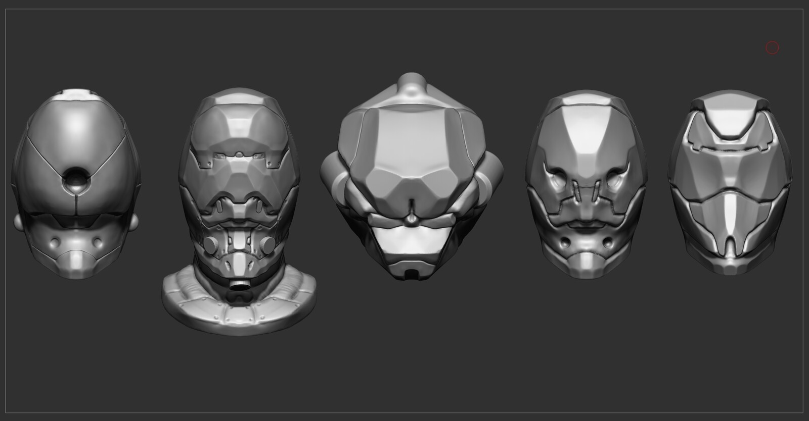 Several concepts of helmets made in Zbrush
