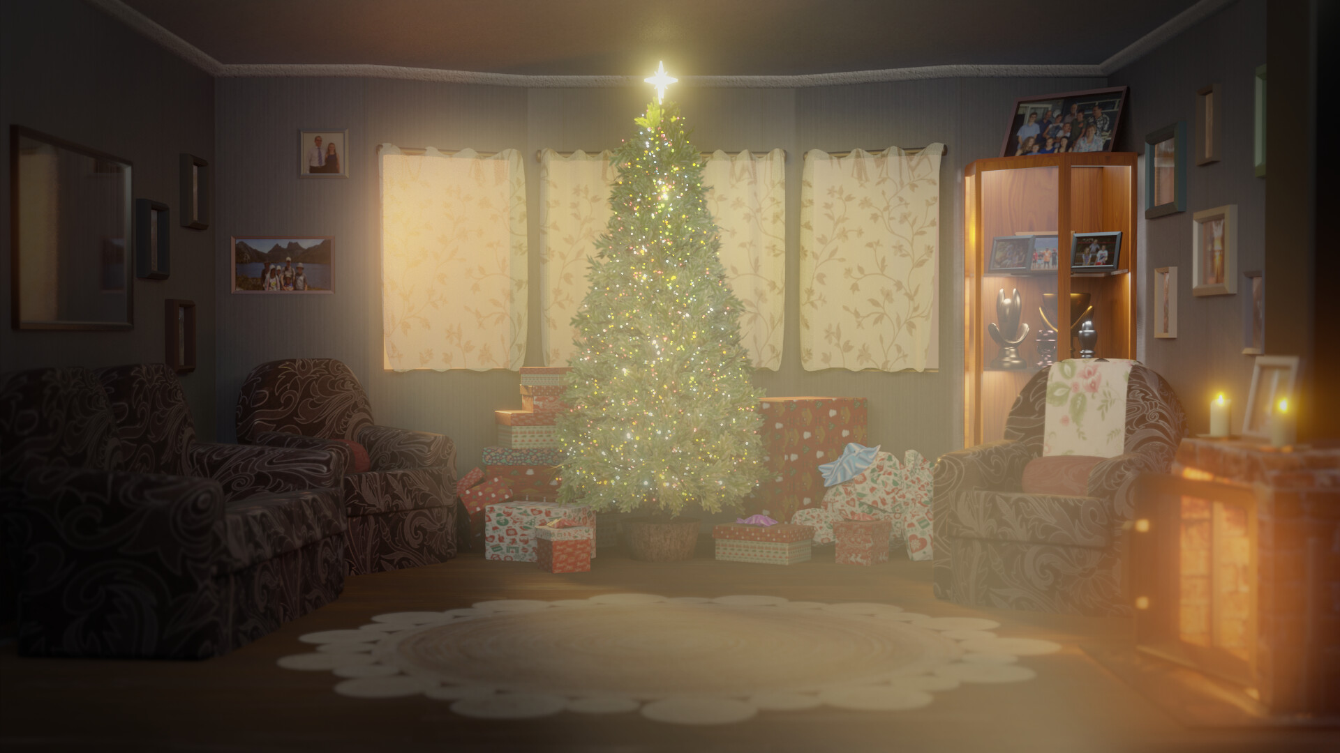 Artstation Christmas Living Room Josh Page