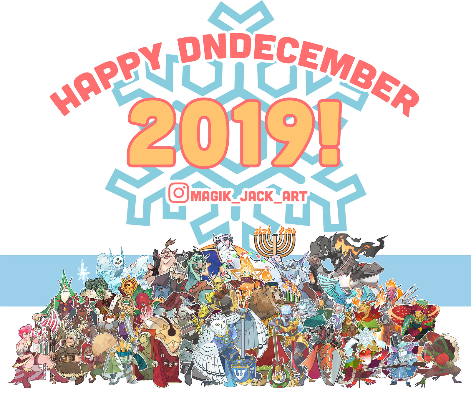 For the month of December, I participated in an event where I was prompted every day with a new race from DnD and a randomly assigned class for each. I also gave each prompt a holiday twist for the season.