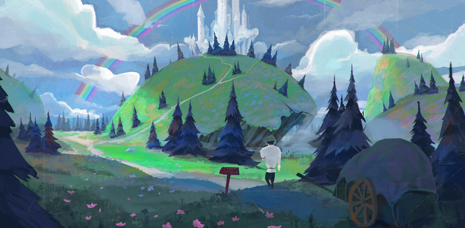 Postman and Rainbow castle
