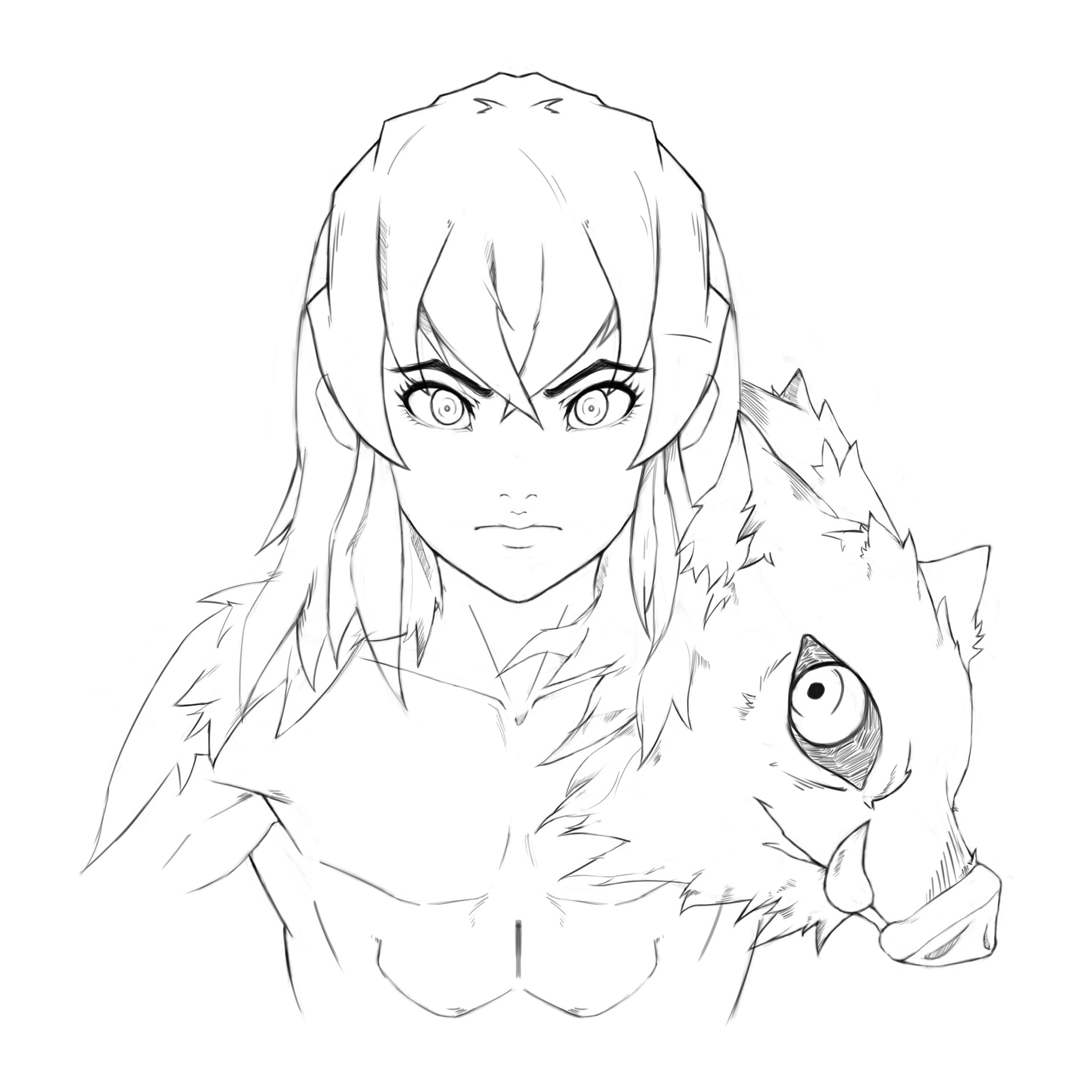 ArtStation Inosuke Sketch (Demon Slayer)