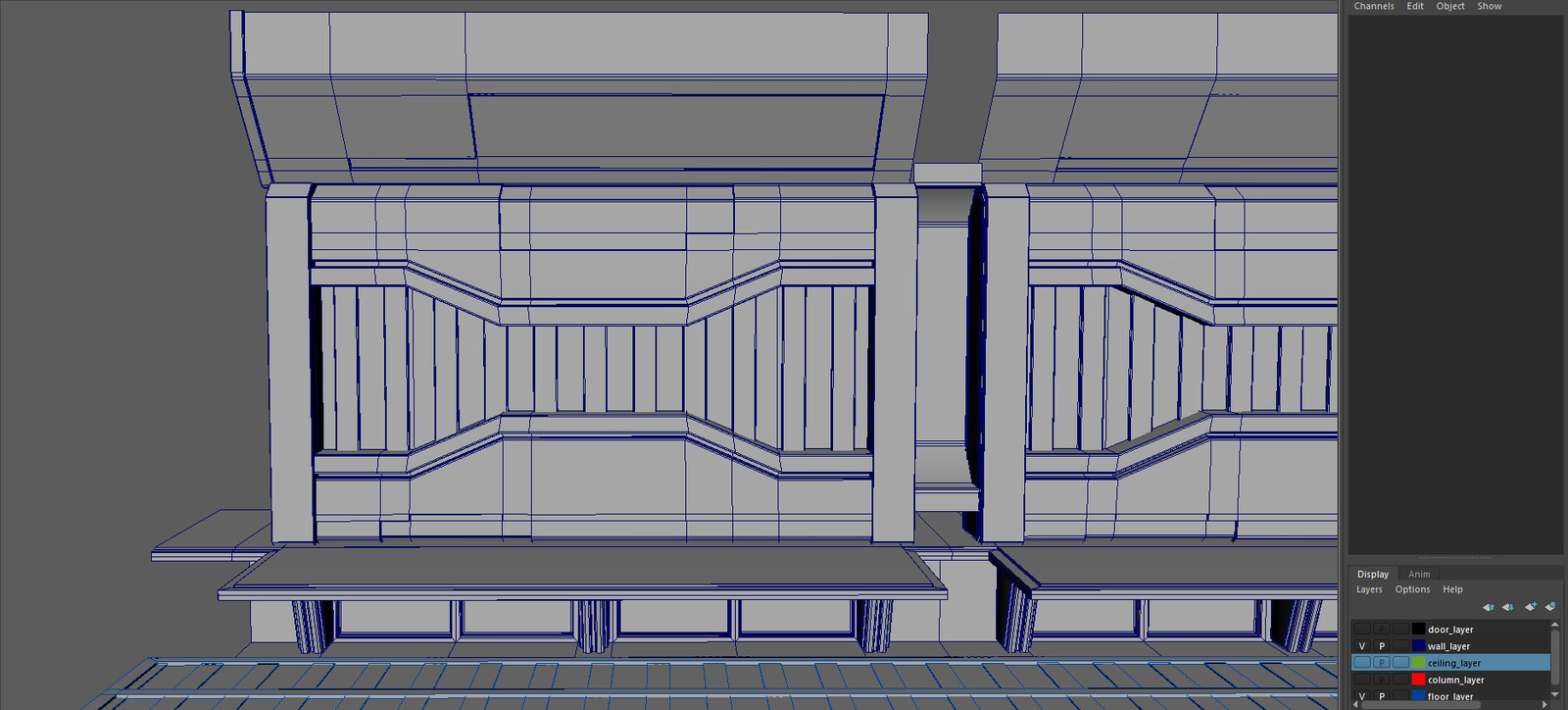 Wireframe of some of the wall panels.