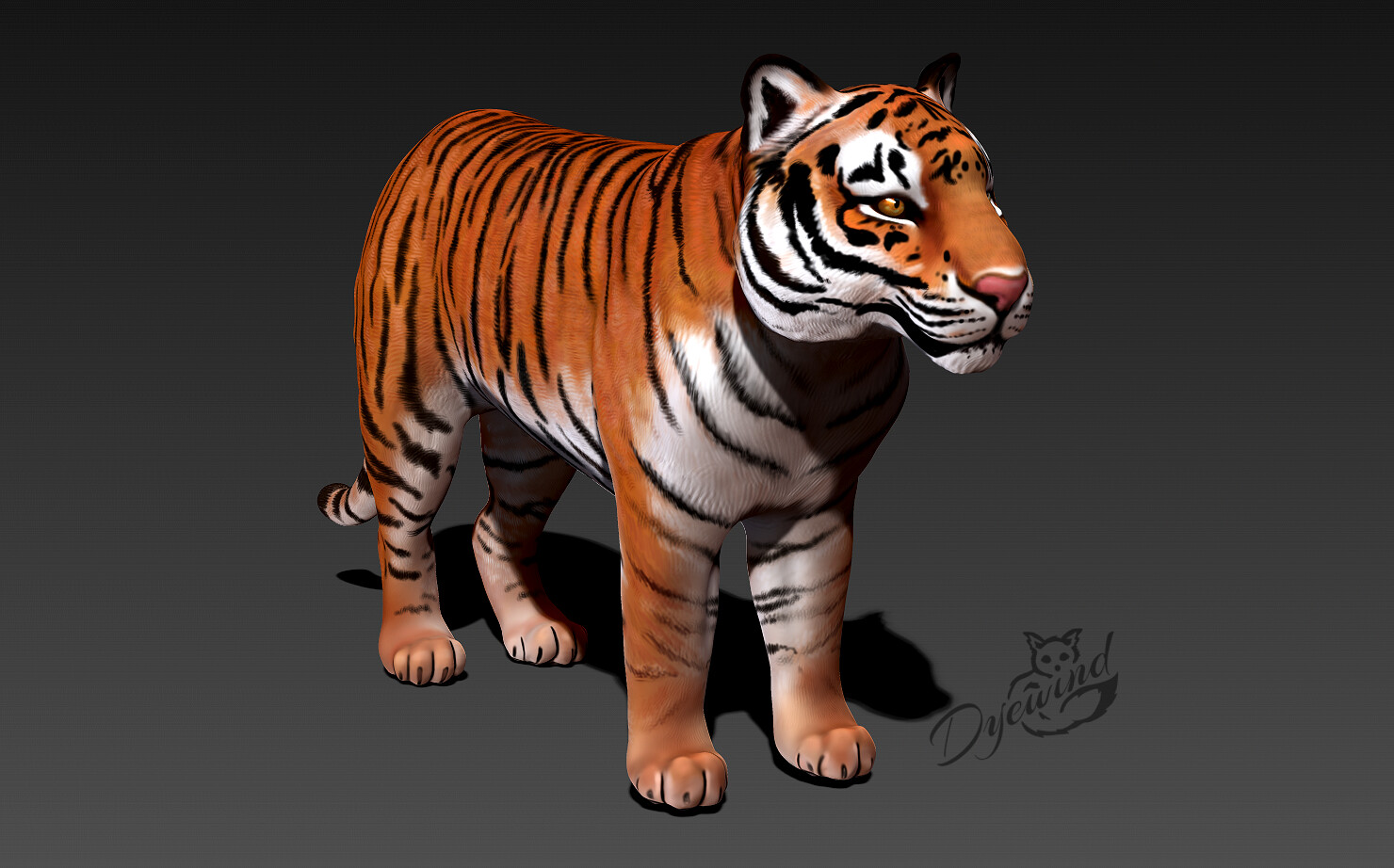 Tiger 3d Model Ai Digital Artwork, Three Dimensional Tiger, Cute