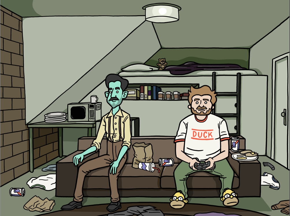 Benji and Al in Benji's apartment