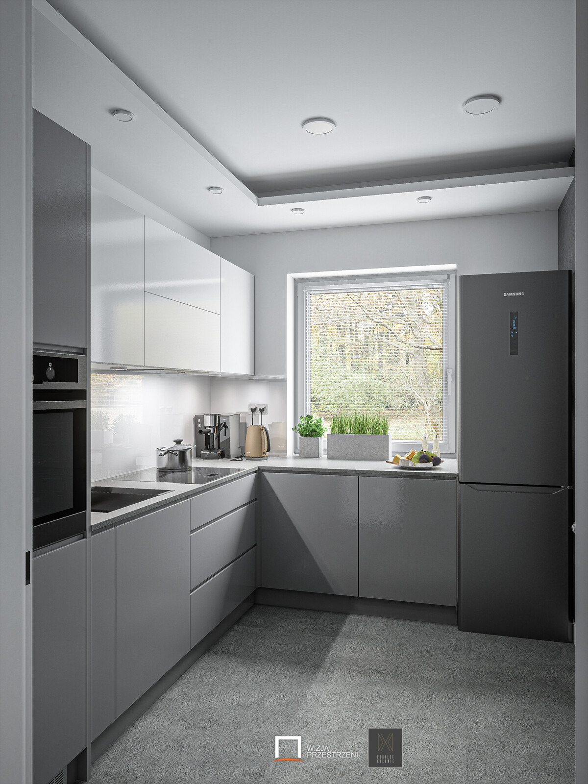 Grey Glossy Kitchen - Interior ArchViz - UE4 / Unreal Engine RTX