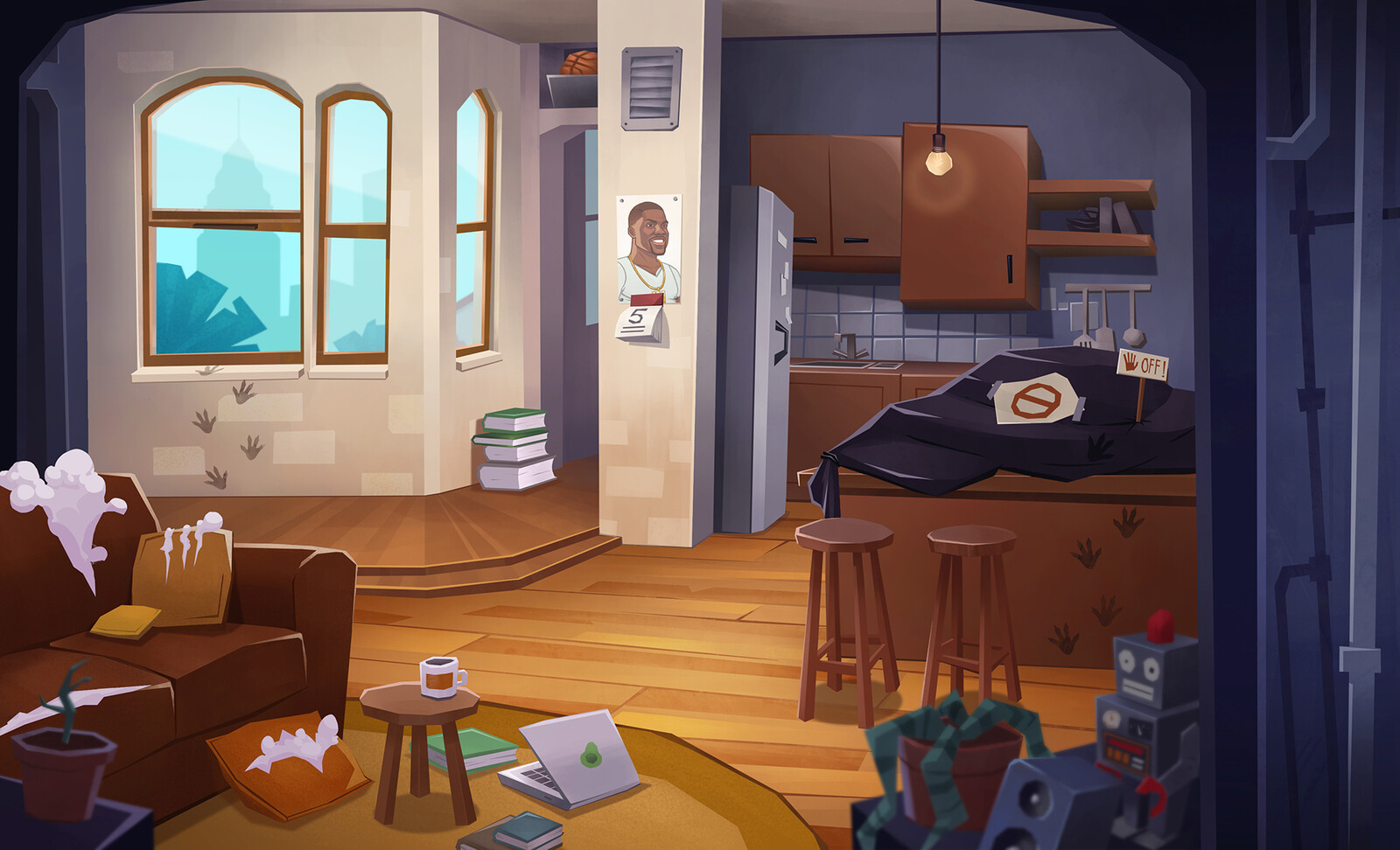 Mobile game background for a canceled project for Sproing Interactive Media GmbH, Art Direction by Andrea Mannel. - Photoshop