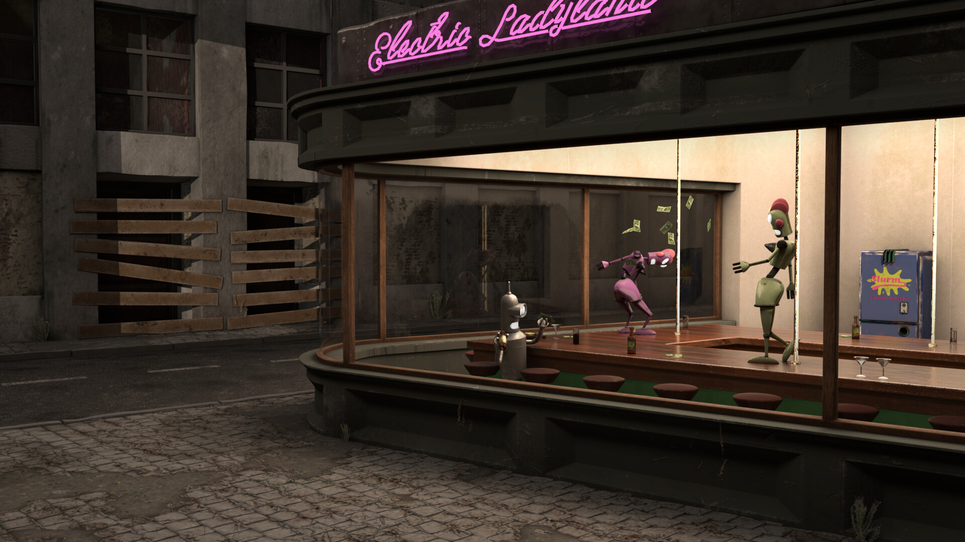 Artstation Futurama Meets Nighthawks By Edward Hopper Kevin Neyrinck Download hd 1920x1080 wallpapers best collection. artstation futurama meets nighthawks