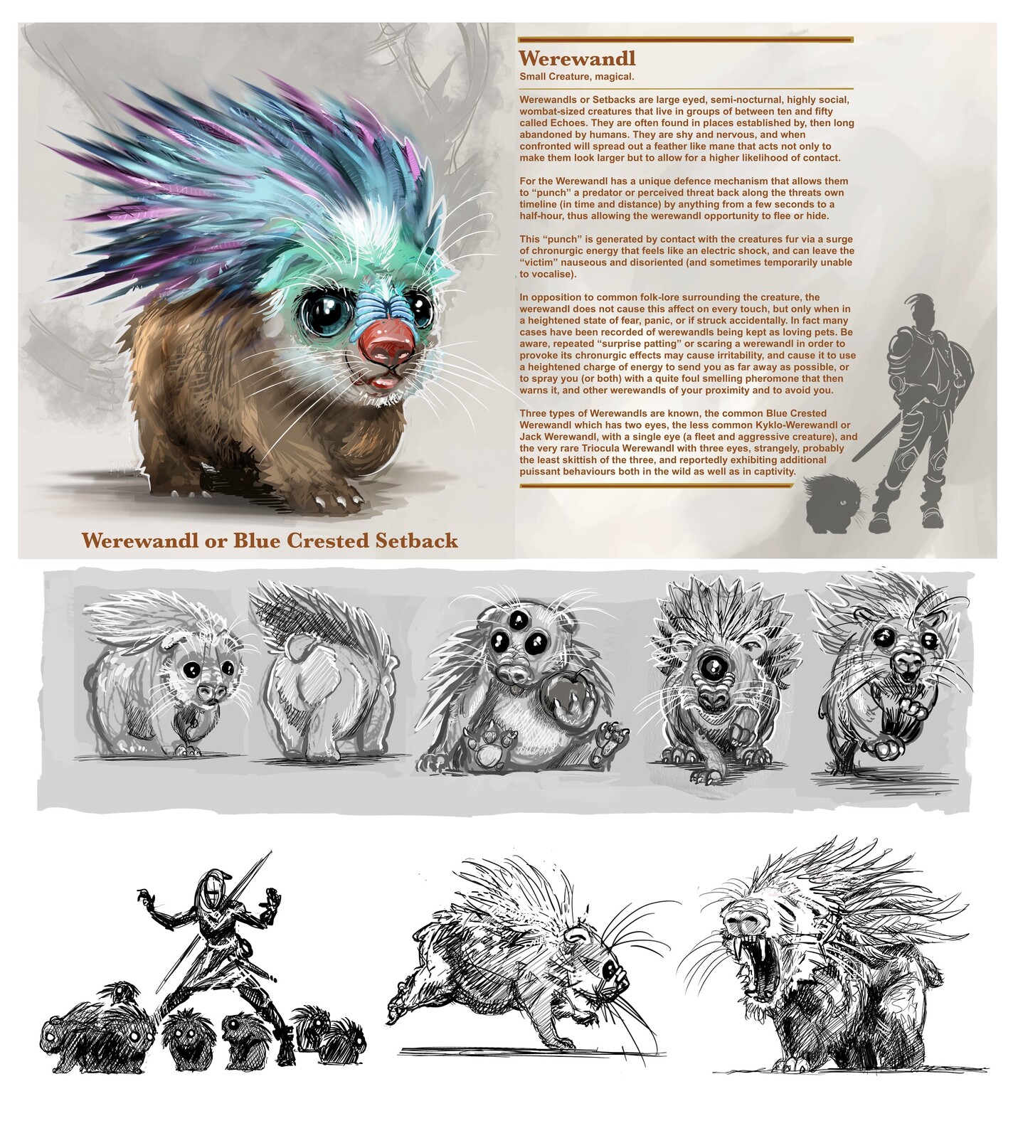 A presentation sheet for the creature design