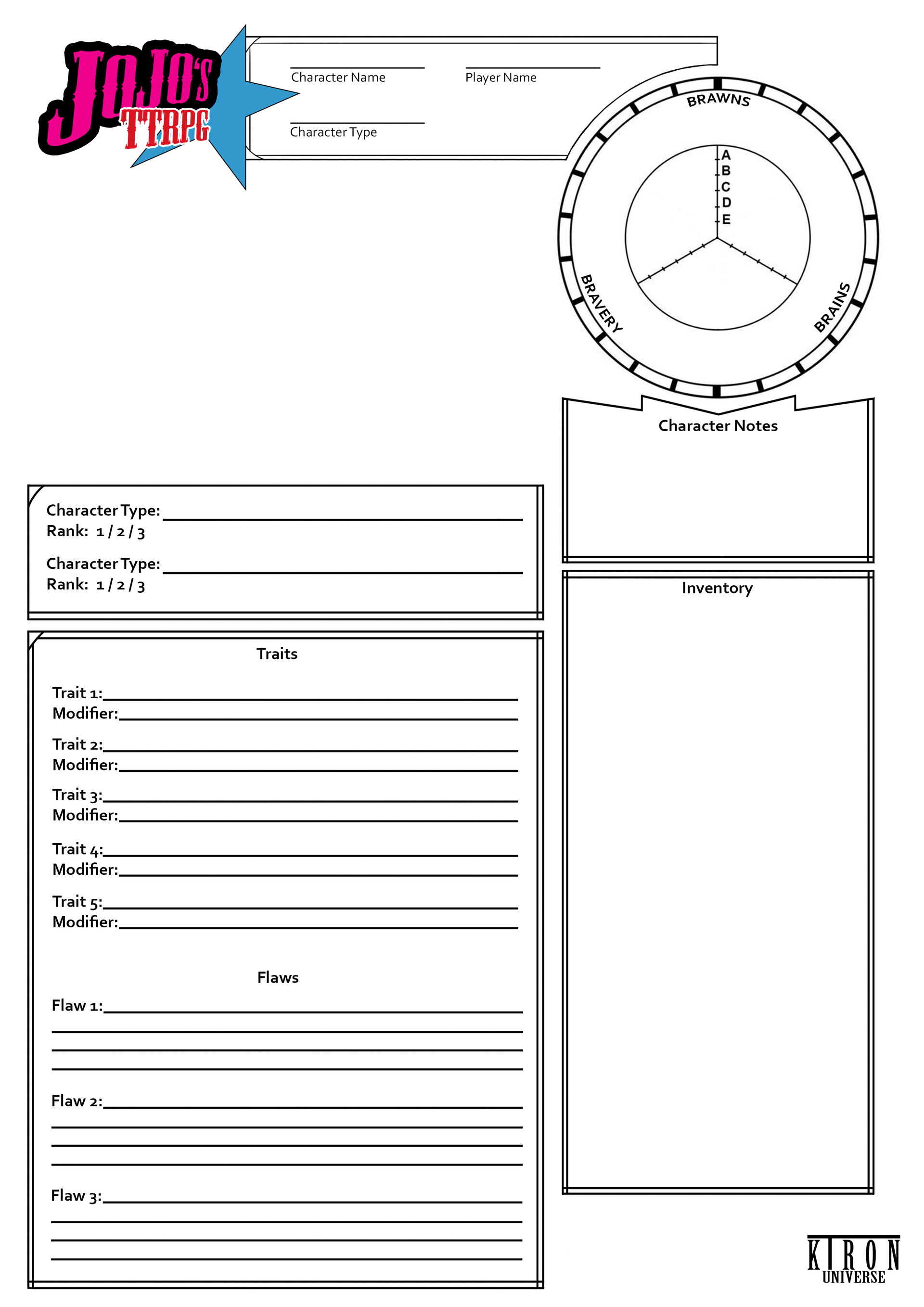 ArtStation JOJO TTRPG Character/Stand Sheet