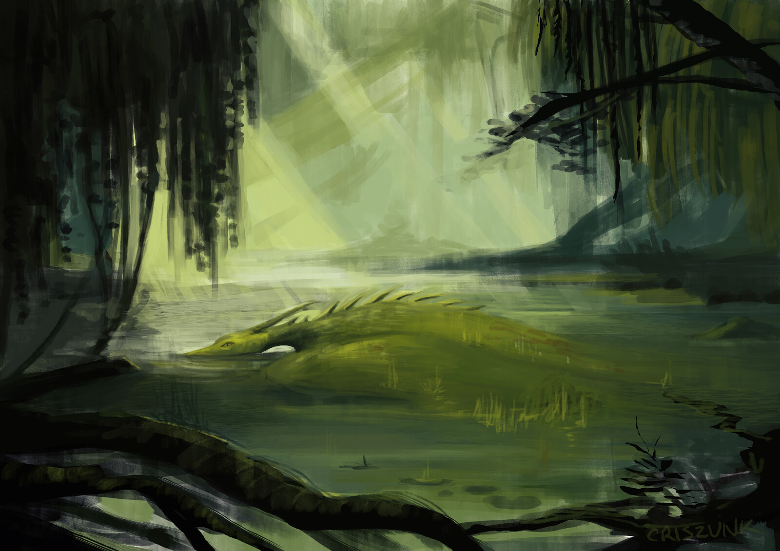 Creature design of a swamp dragon for the #Creatuanary challenge