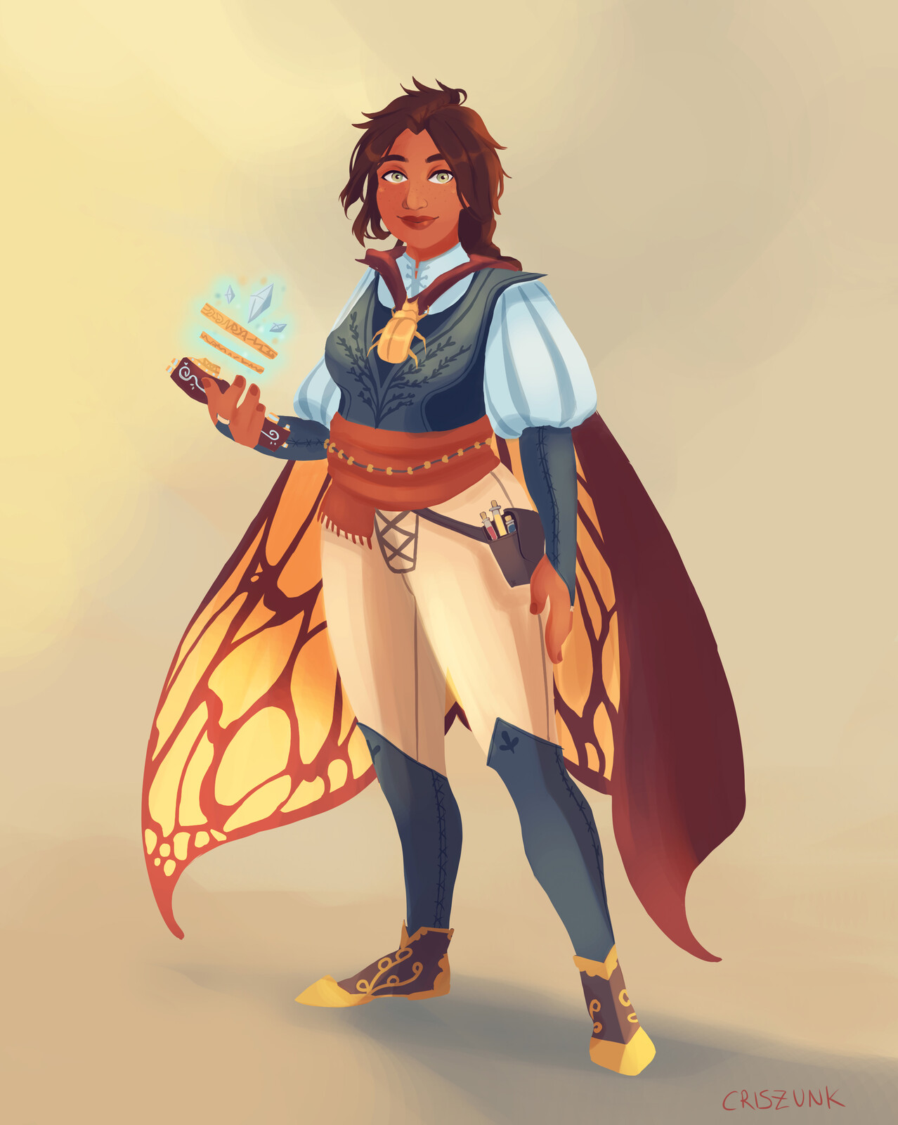 Character design of a magic apprentice in the fae world of Dungeons and Dragons