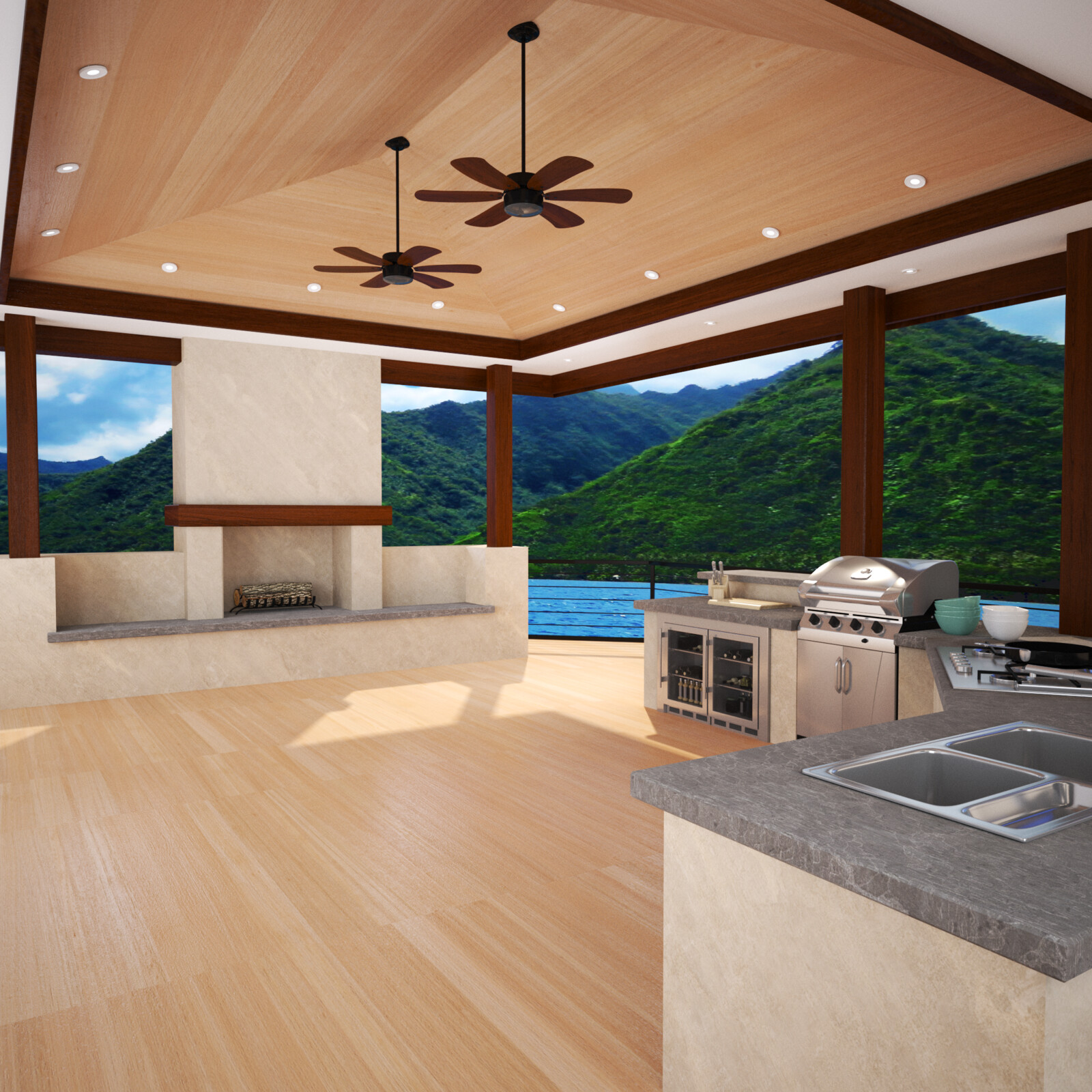 Tropical Outdoor Kitchen