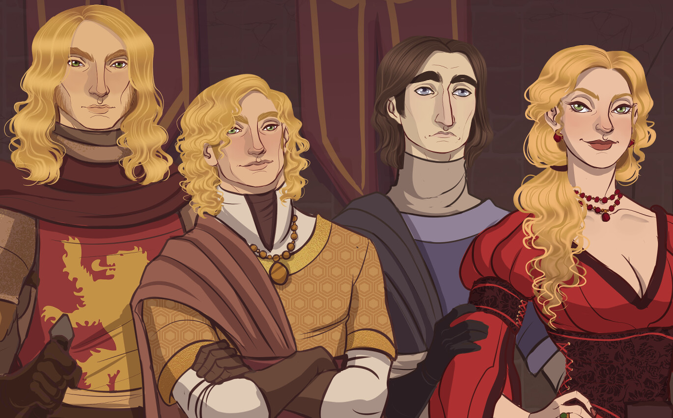 Tygett Lannister, Gerion Lannister, Emmon Frey, and Genna Lannister 