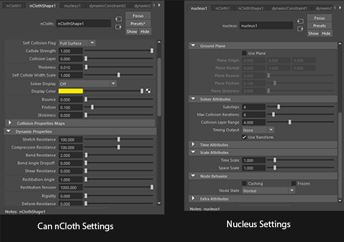Can nCloth Settings