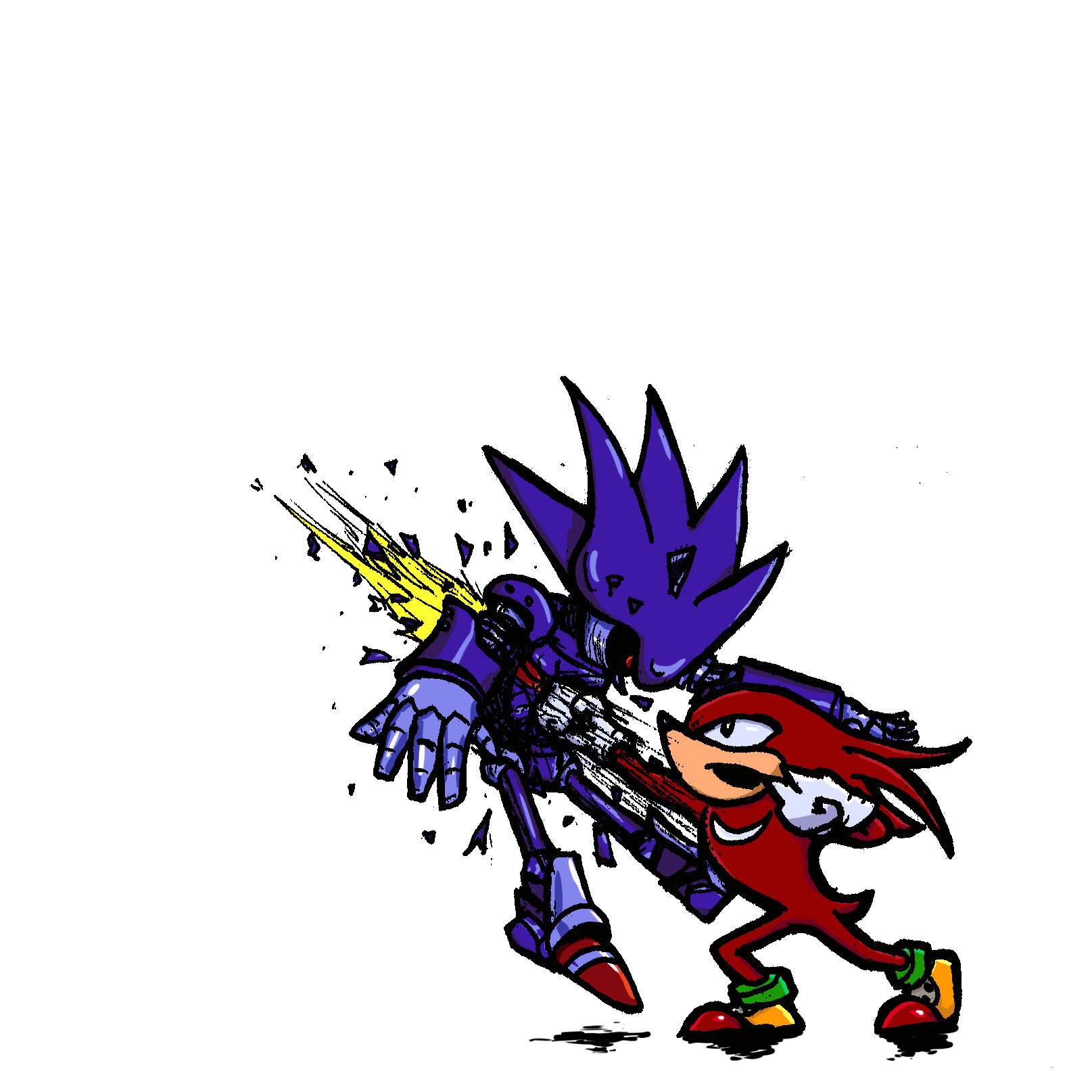 Knuckles VS Mecha Sonic - By @sumawesum on Itaku