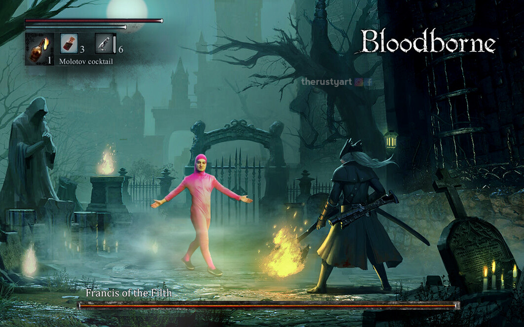 Artstation Bloodborne Meme Pink Guy Joji Waqas Mansoor